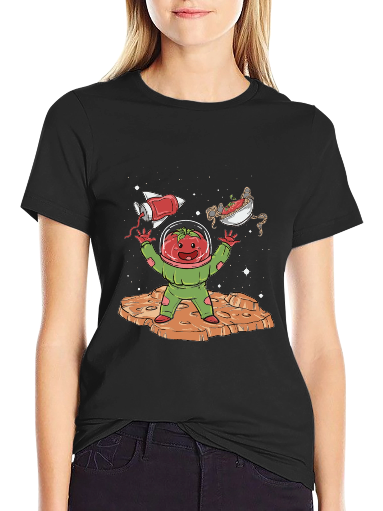 Tomato Astronaut Graphic Tee - Space Foodie Shirt