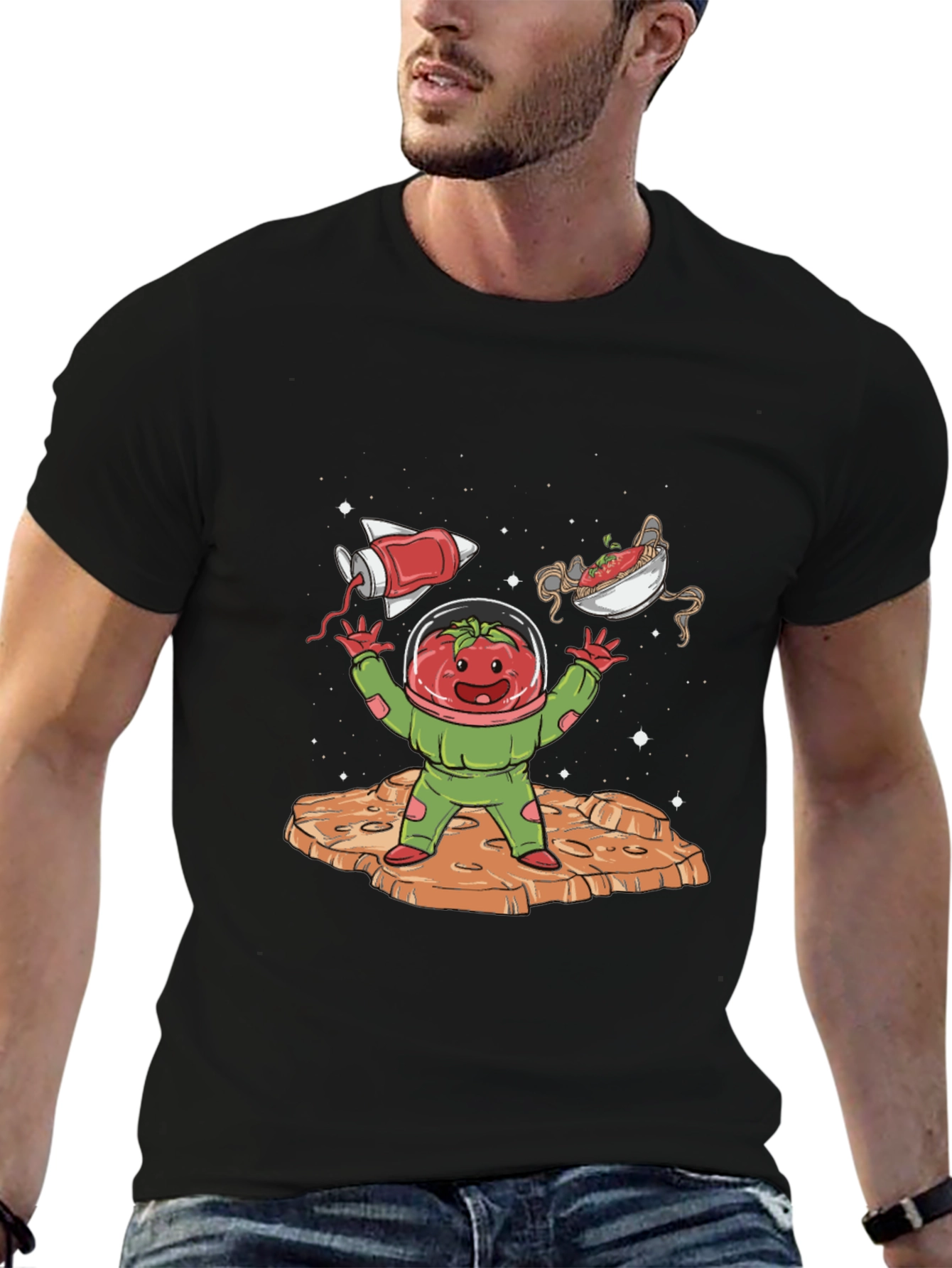 Tomato Astronaut Graphic Tee - Space Foodie Shirt