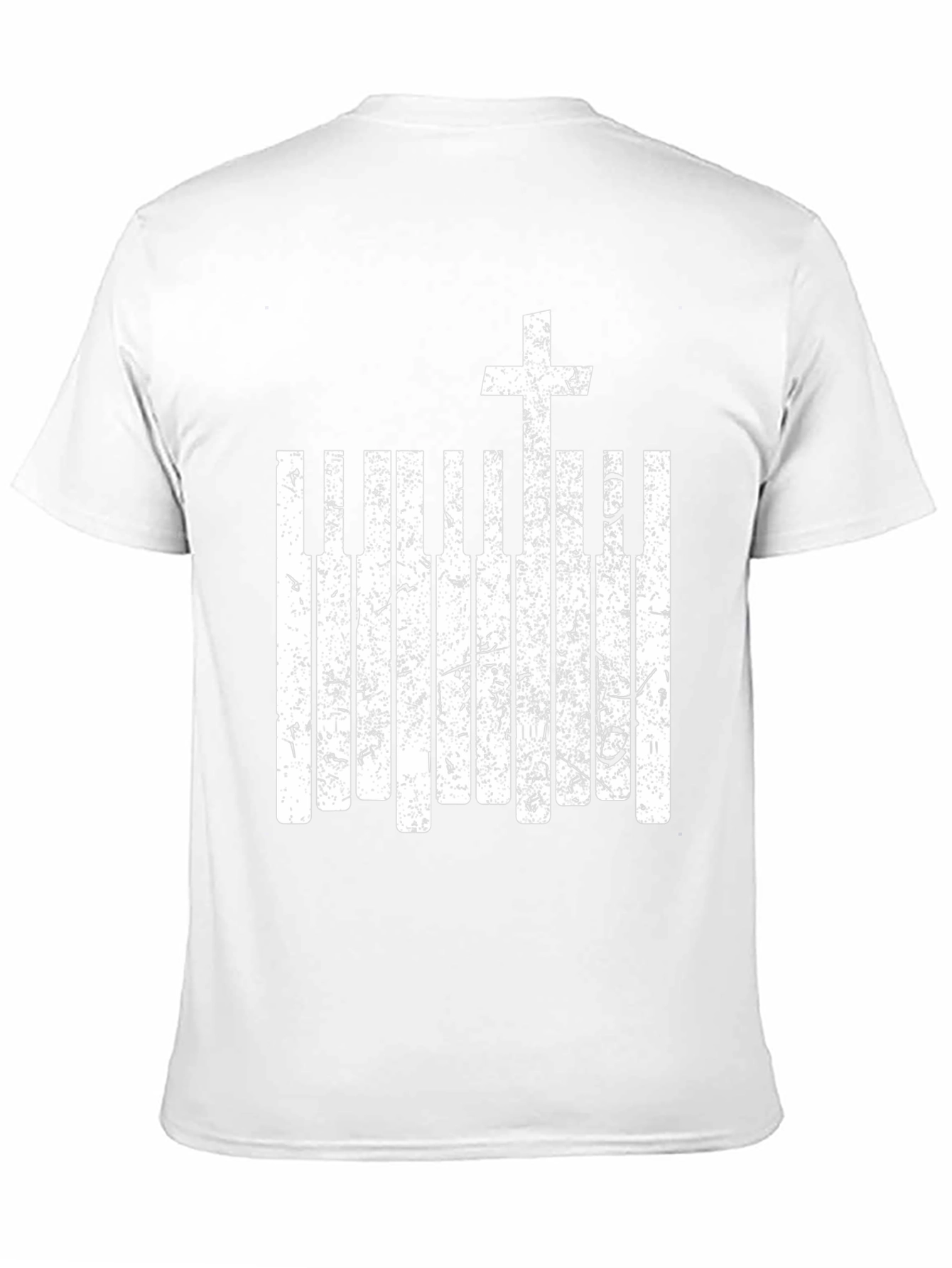 Piano Keys Cross Graphic Black T-Shirt