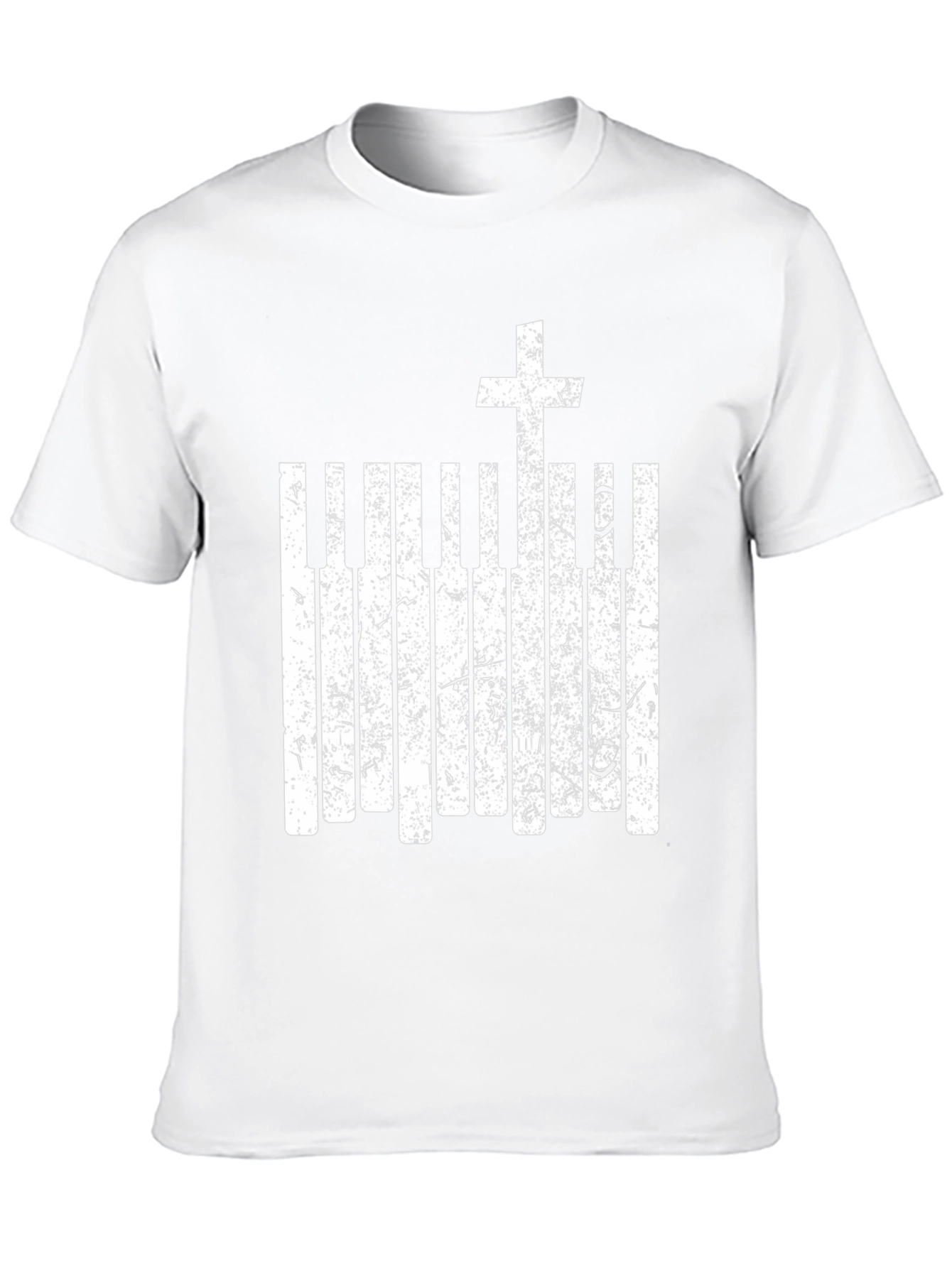 Piano Keys Cross Graphic Black T-Shirt