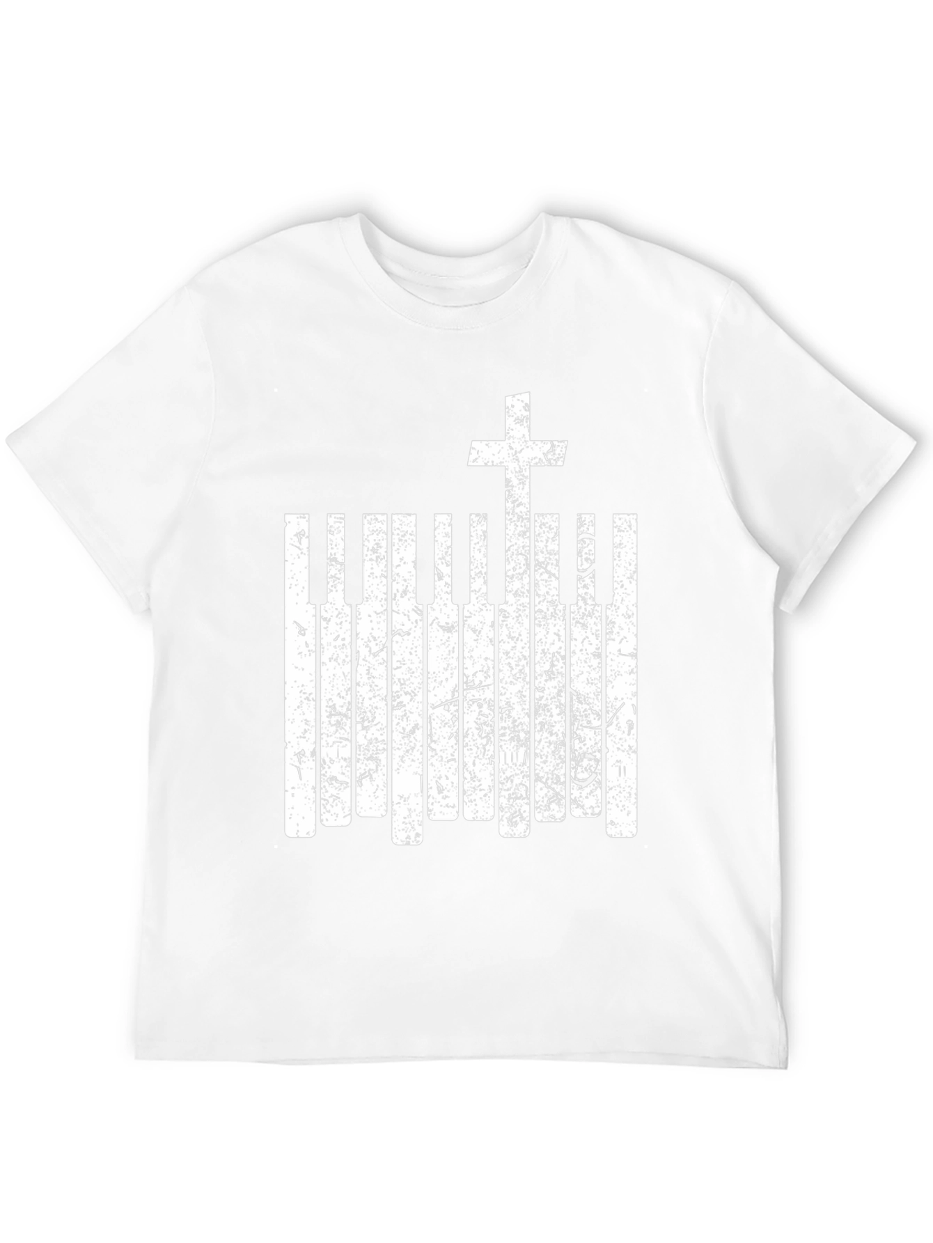 Piano Keys Cross Graphic Black T-Shirt