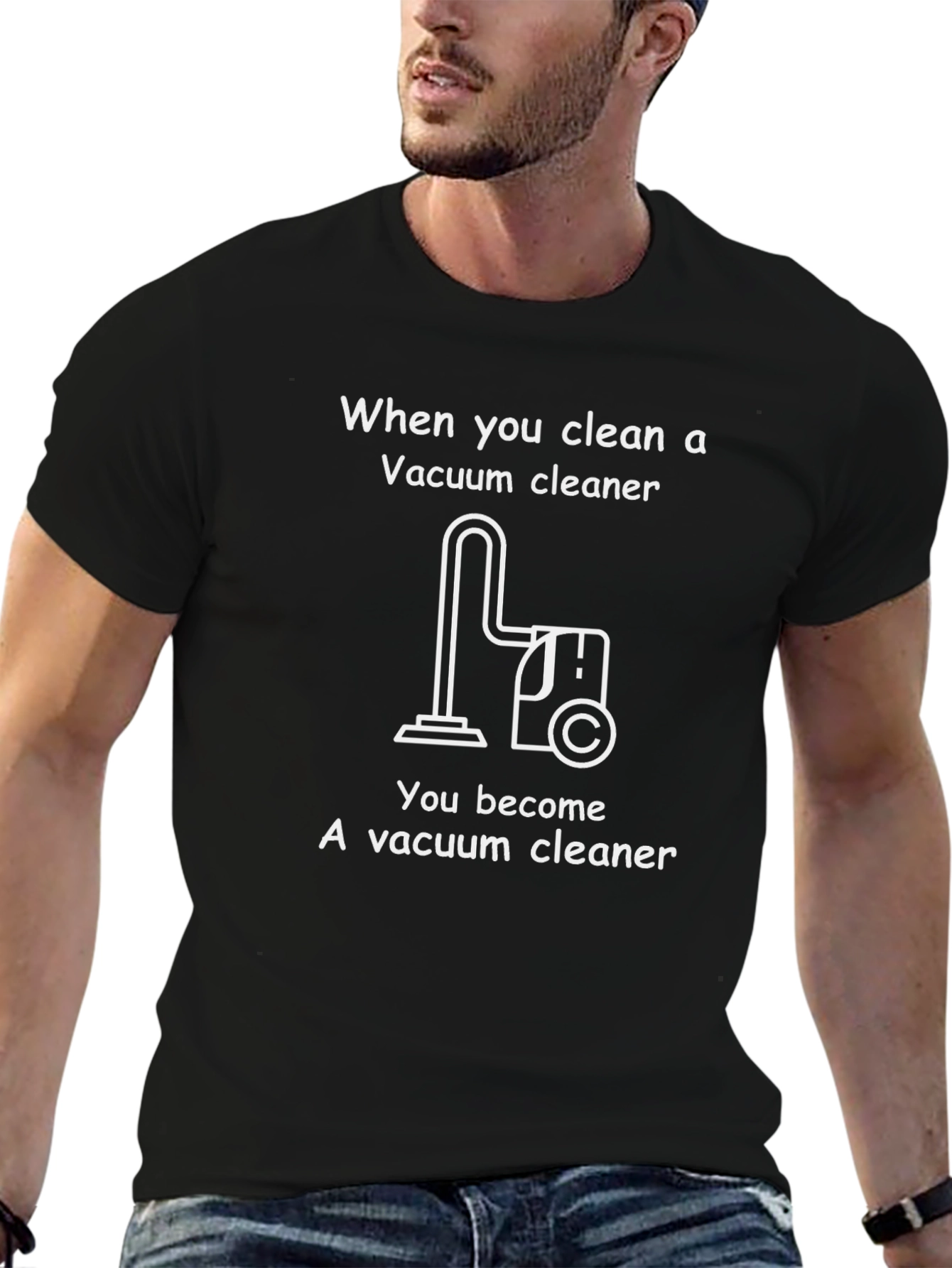 Humorous Vacuum Cleaner Graphic T-Shirt