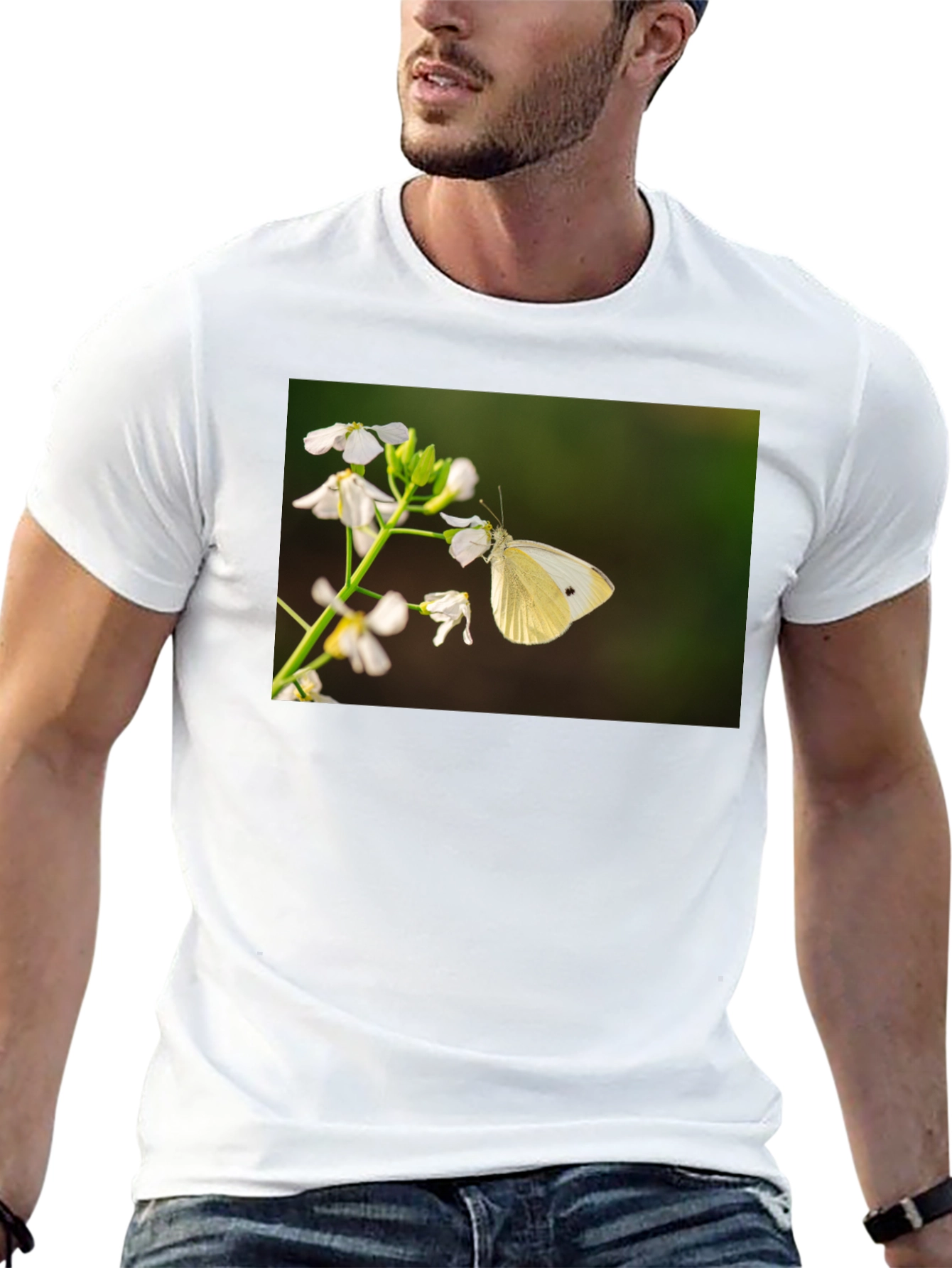 Butterfly Print Black T-Shirt