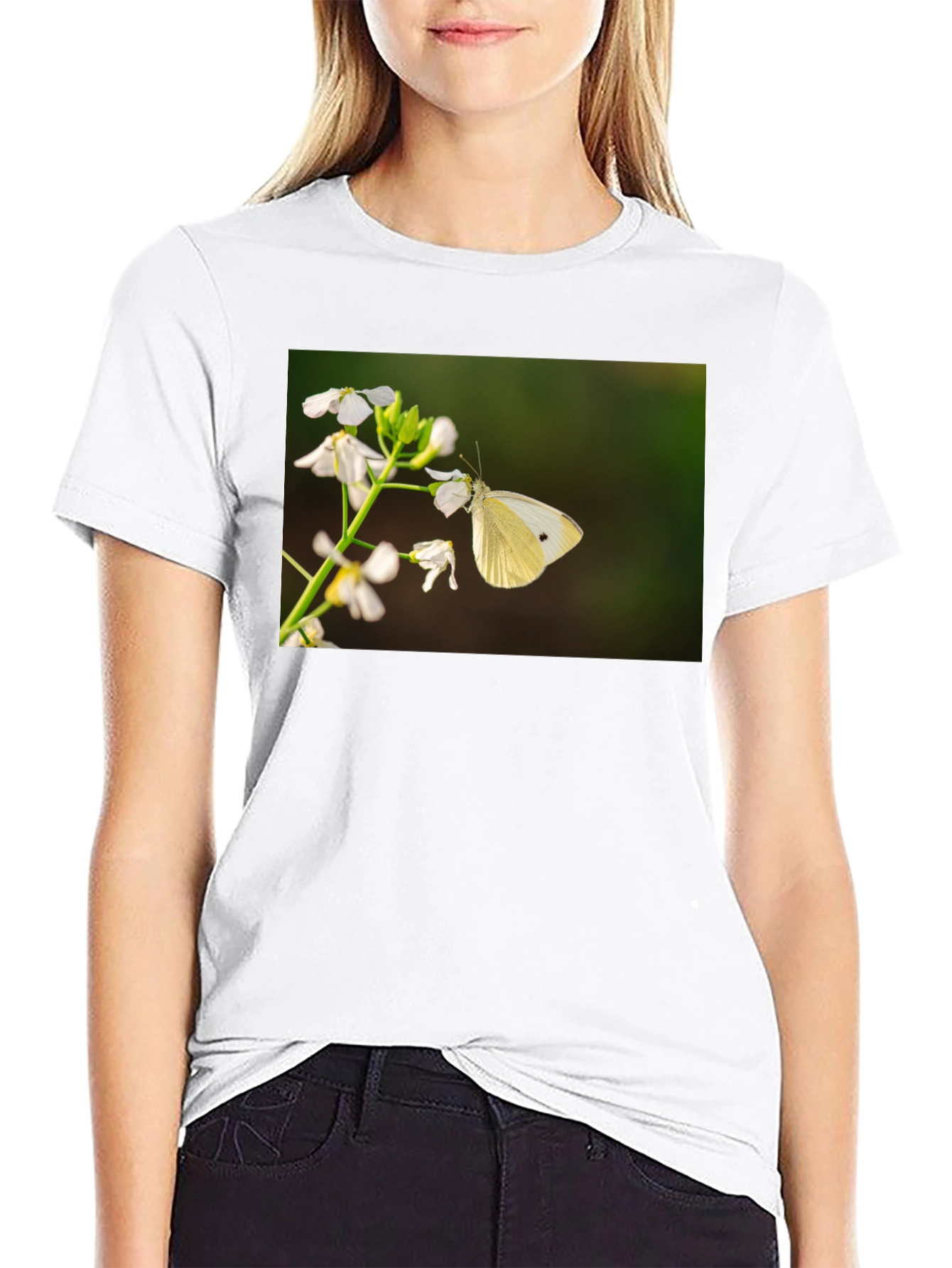 Butterfly Print Black T-Shirt