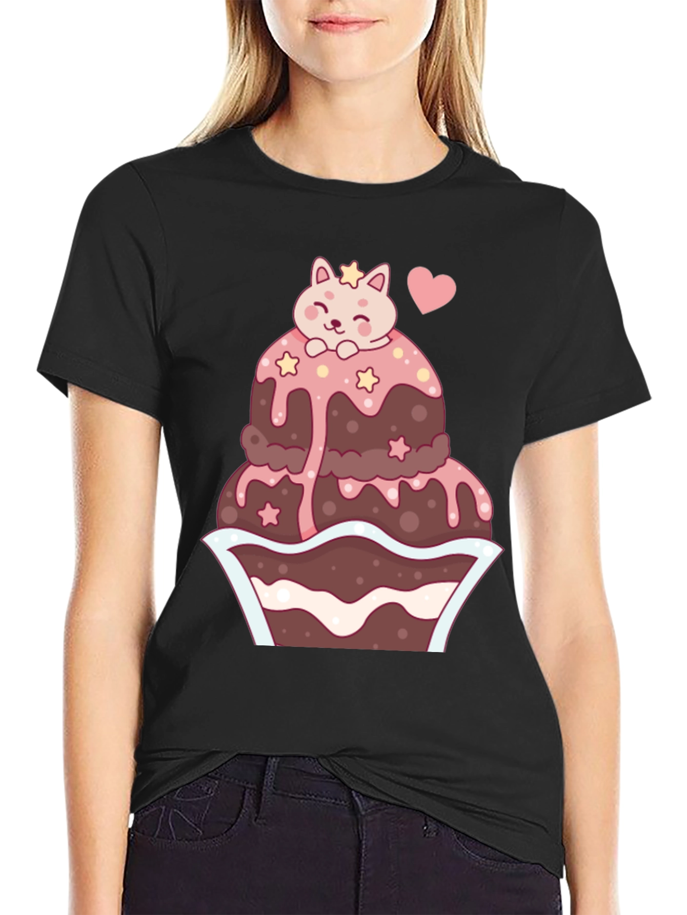 Cute Cat Cupcake Graphic Tee - Kawaii Style