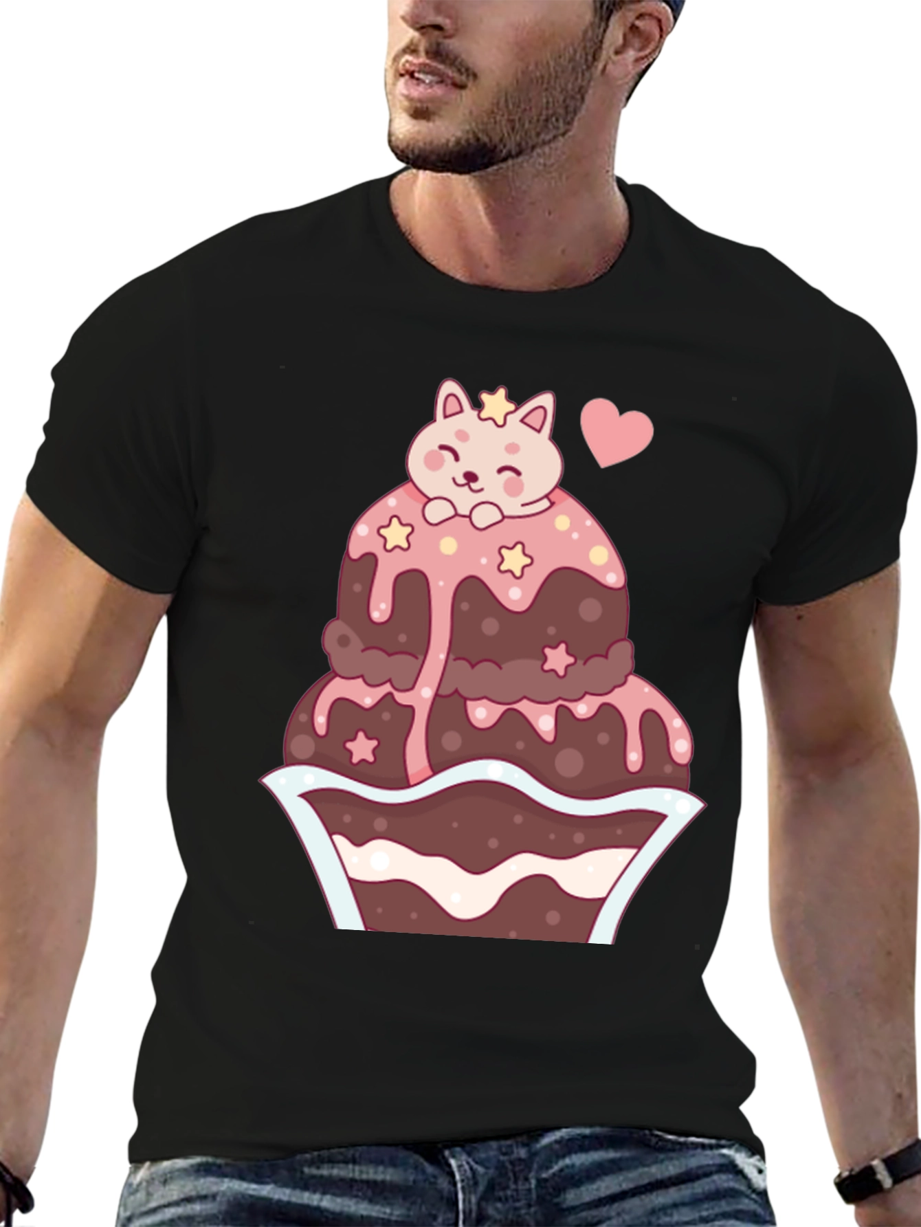 Cute Cat Cupcake Graphic Tee - Kawaii Style