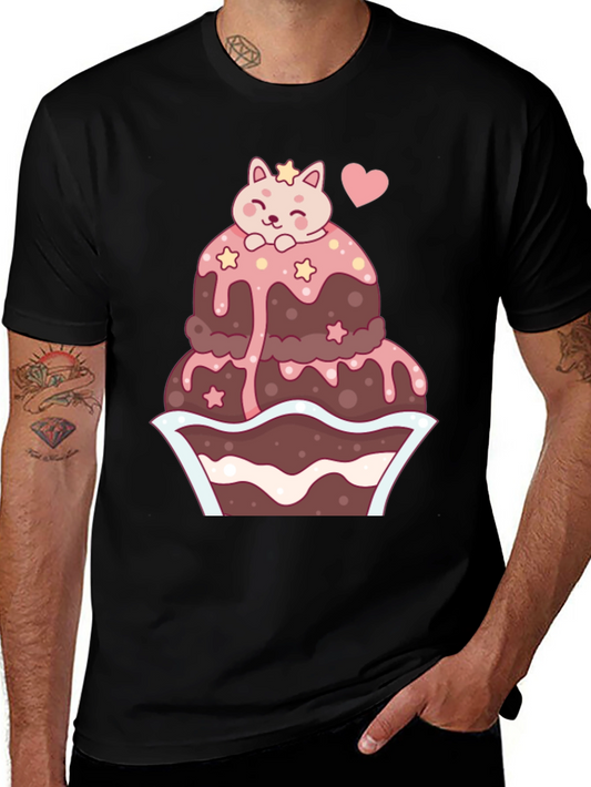 Cute Cat Cupcake Graphic Tee - Kawaii Style