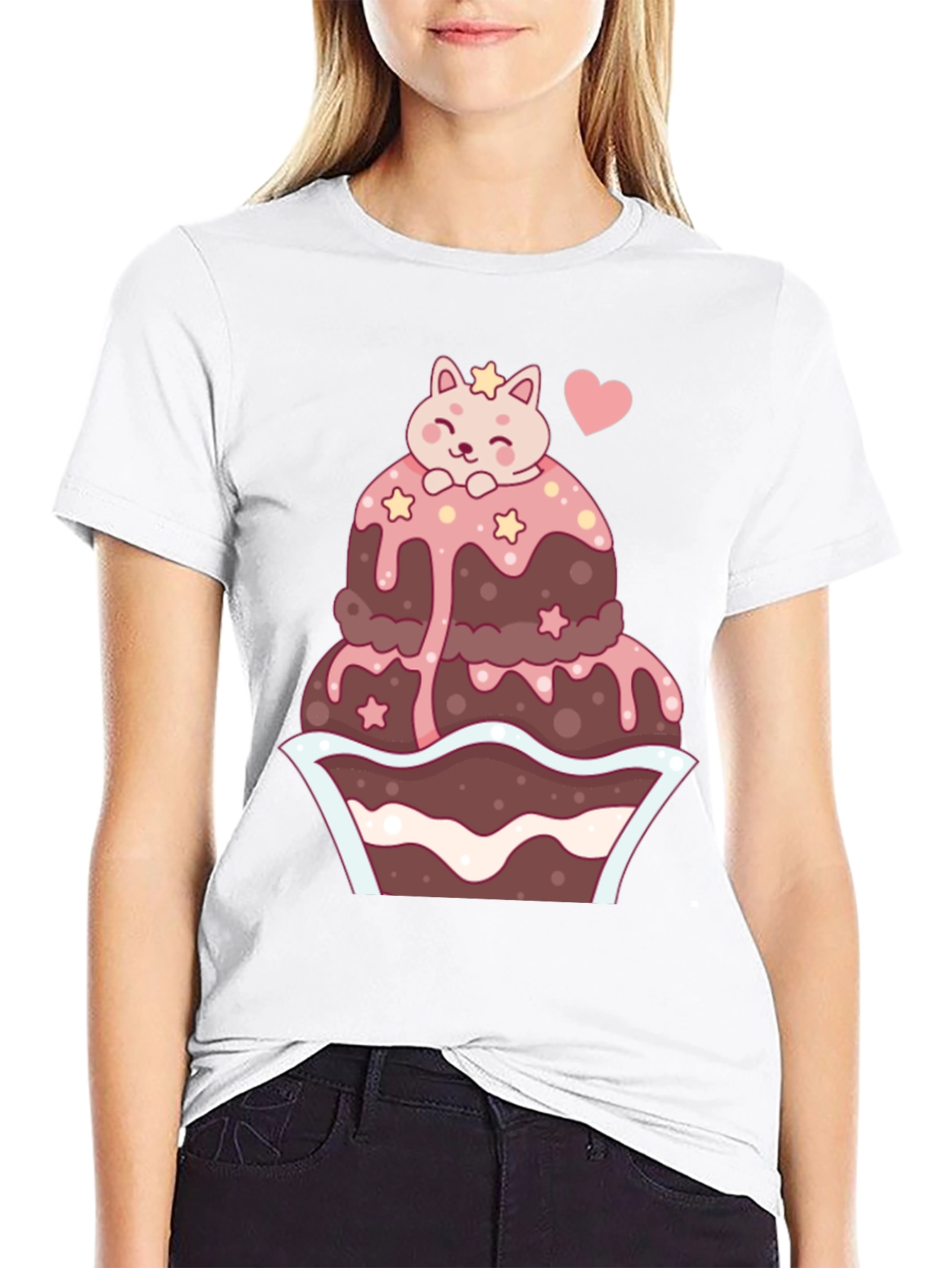 Cute Cat Cupcake Graphic Tee - Kawaii Style