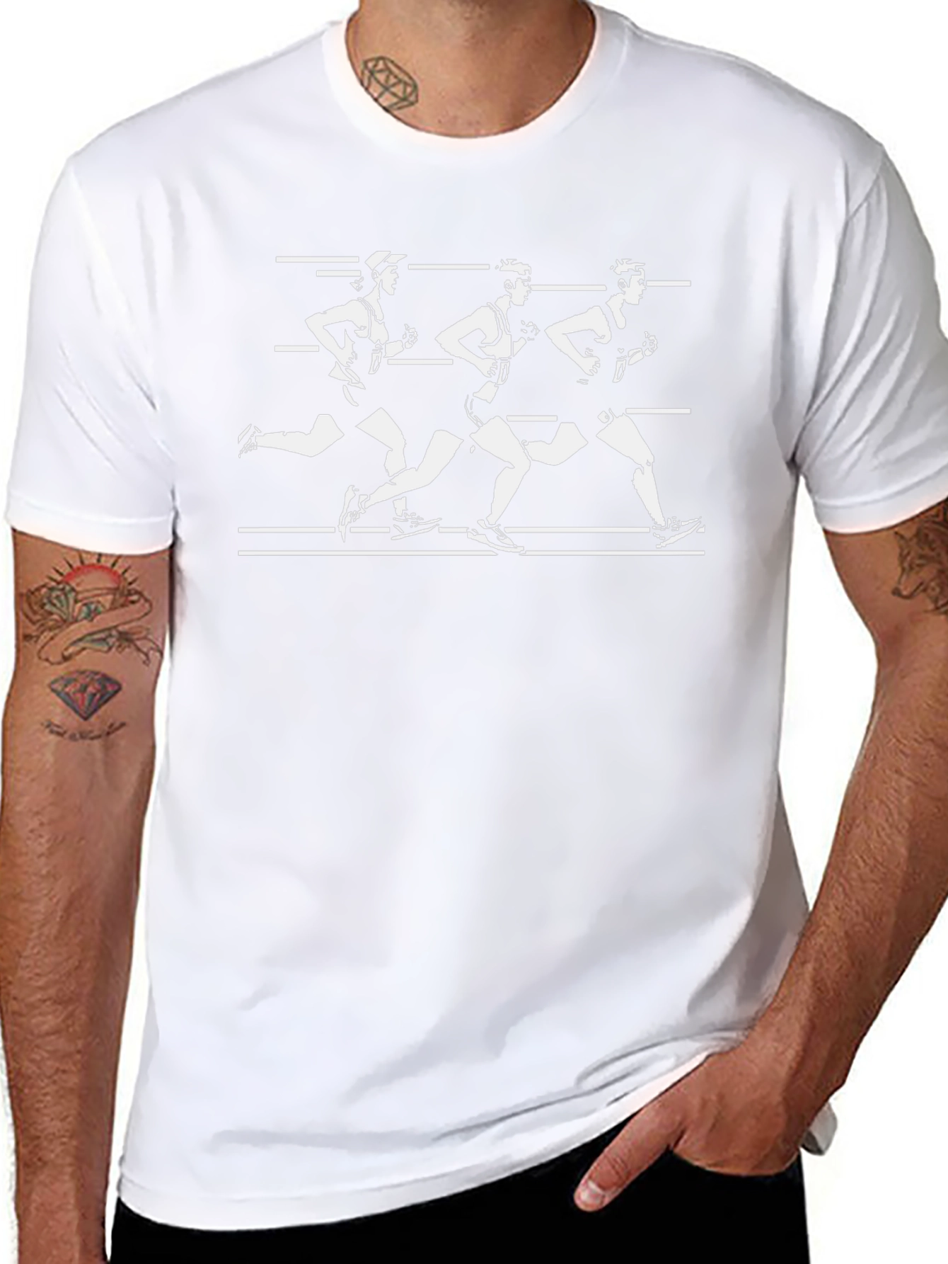 Mens Running Silhouette Graphic Tee - Black
