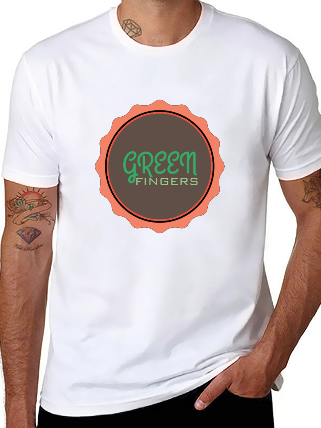 Green Fingers Graphic Print Black T-Shirt