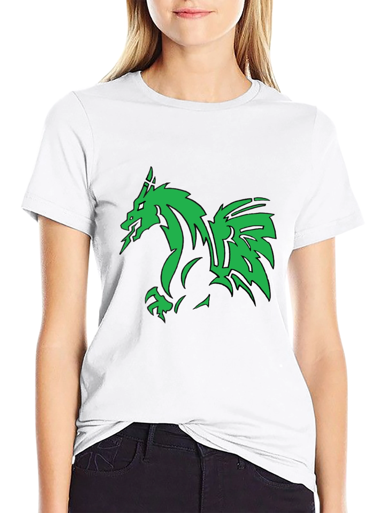 Green Dragon Graphic Black T-Shirt