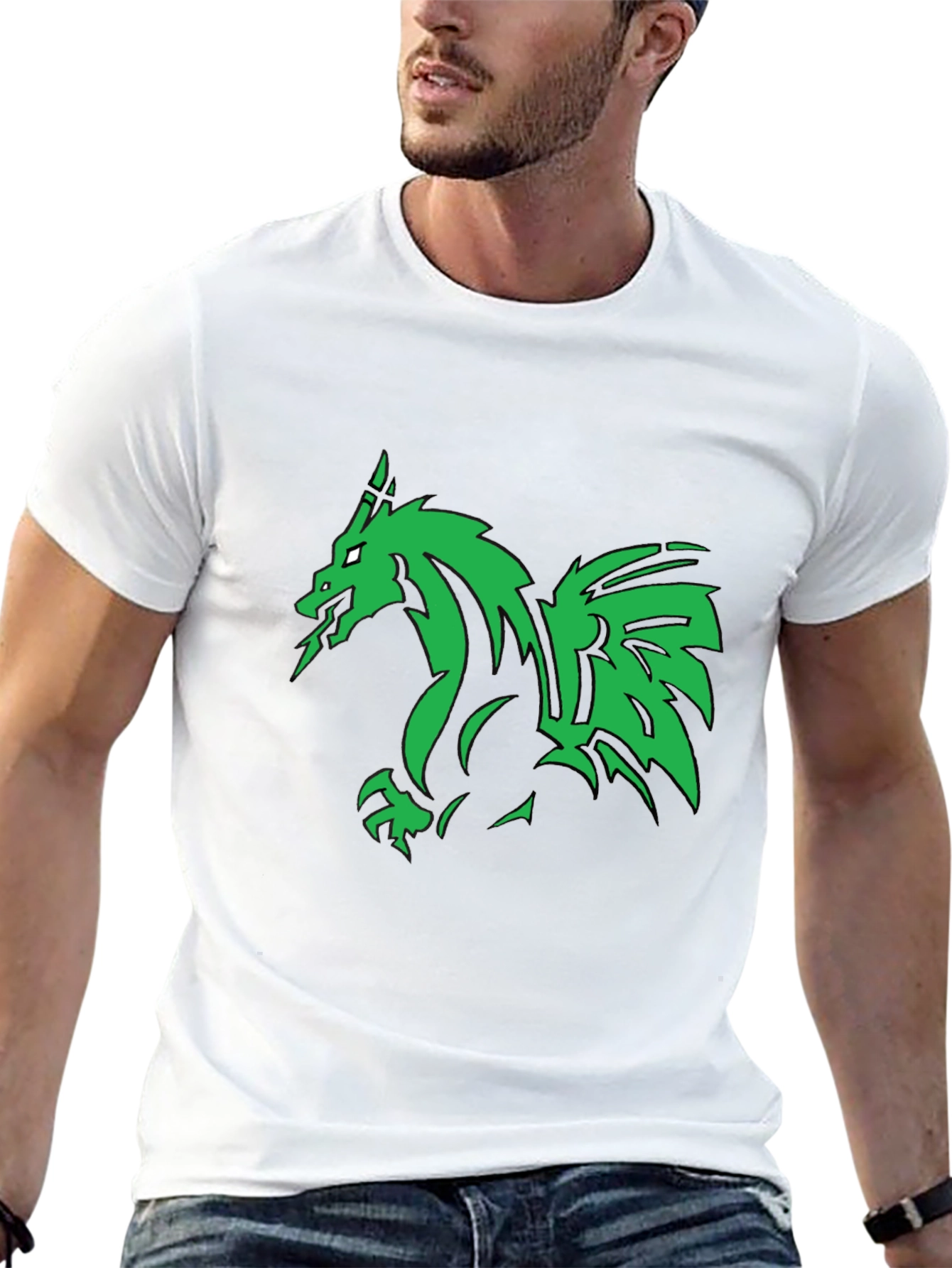 Green Dragon Graphic Black T-Shirt