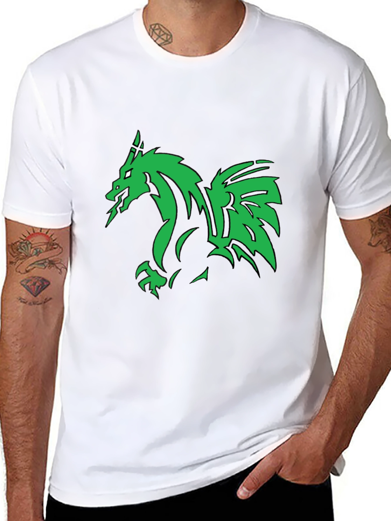 Green Dragon Graphic Black T-Shirt