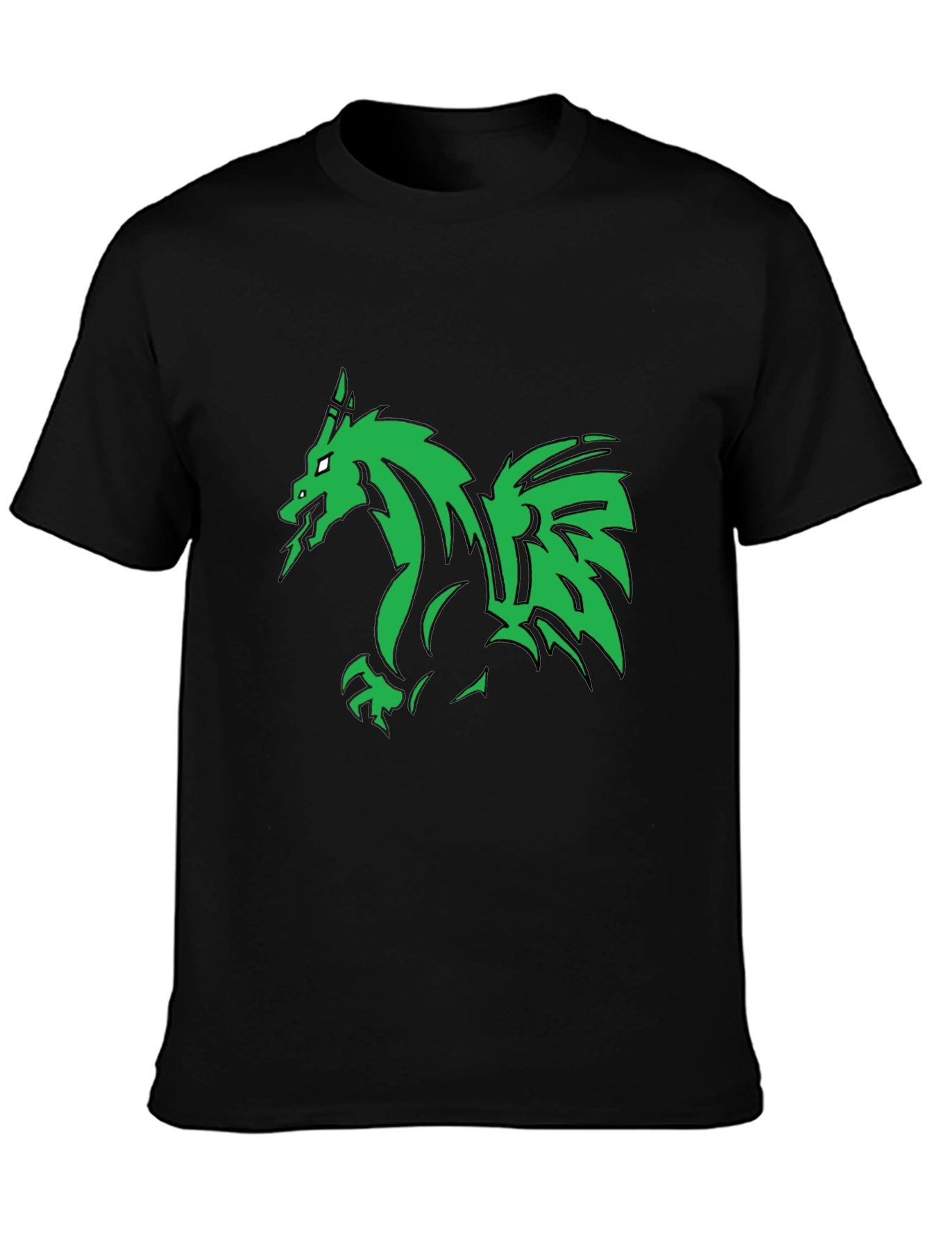 Green Dragon Graphic Black T-Shirt