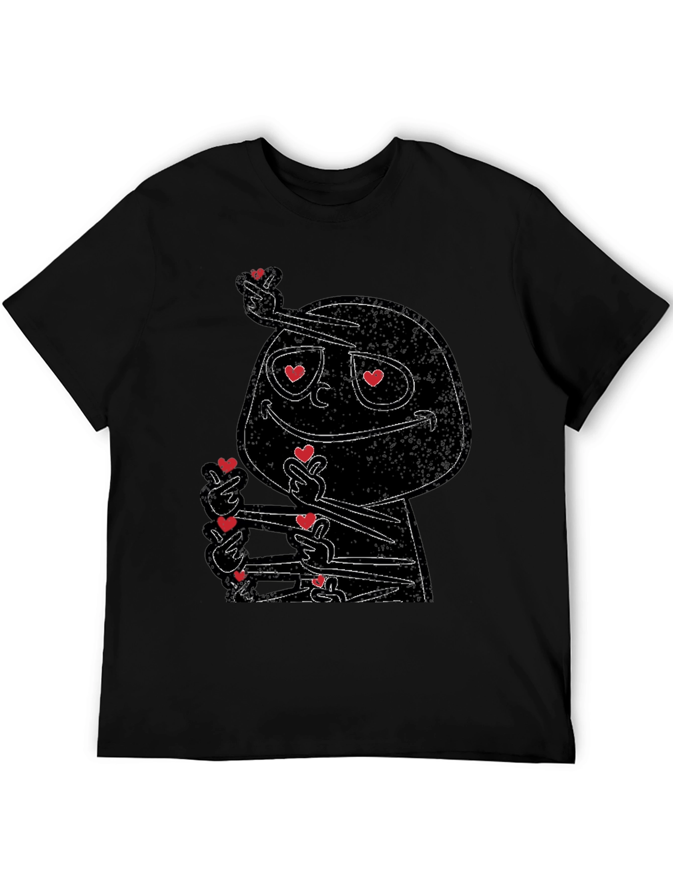 Love Heart Finger Gesture Graphic Tee - Black
