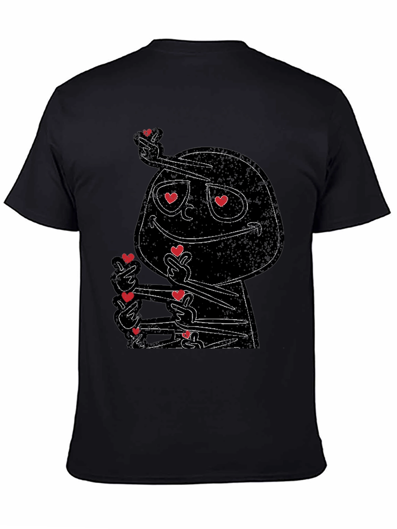 Love Heart Finger Gesture Graphic Tee - Black
