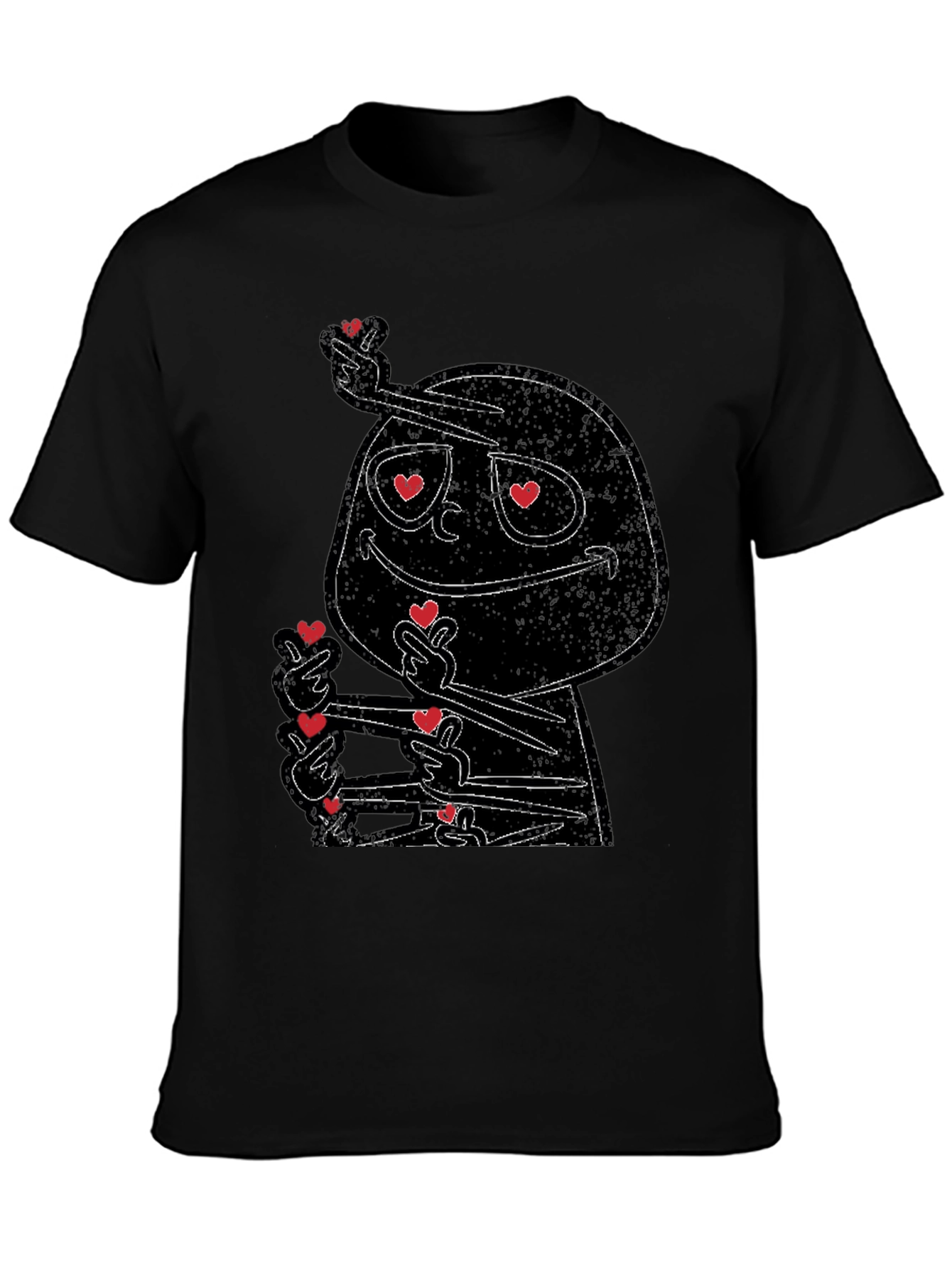 Love Heart Finger Gesture Graphic Tee - Black