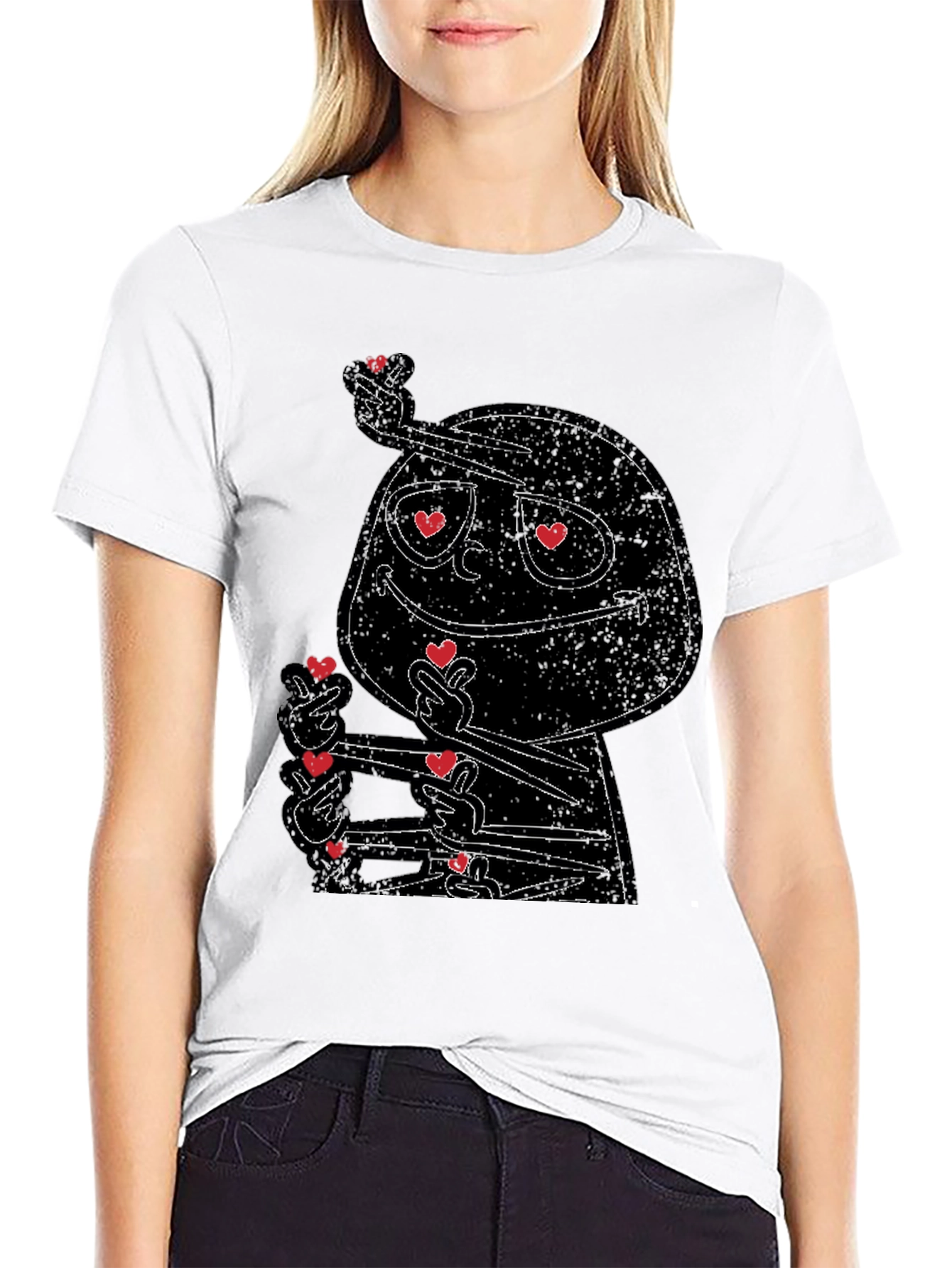 Love Heart Finger Gesture Graphic Tee - Black
