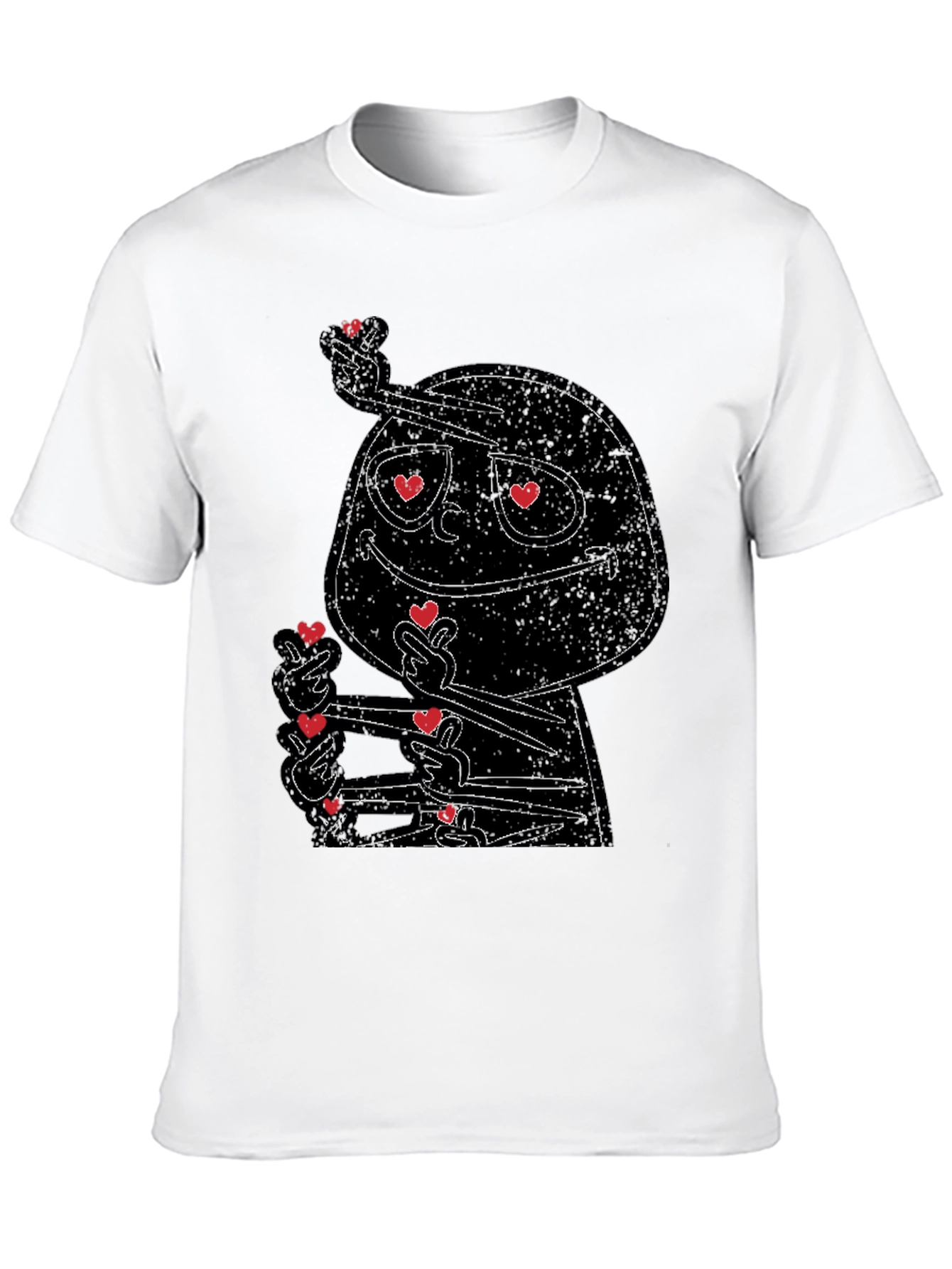 Love Heart Finger Gesture Graphic Tee - Black