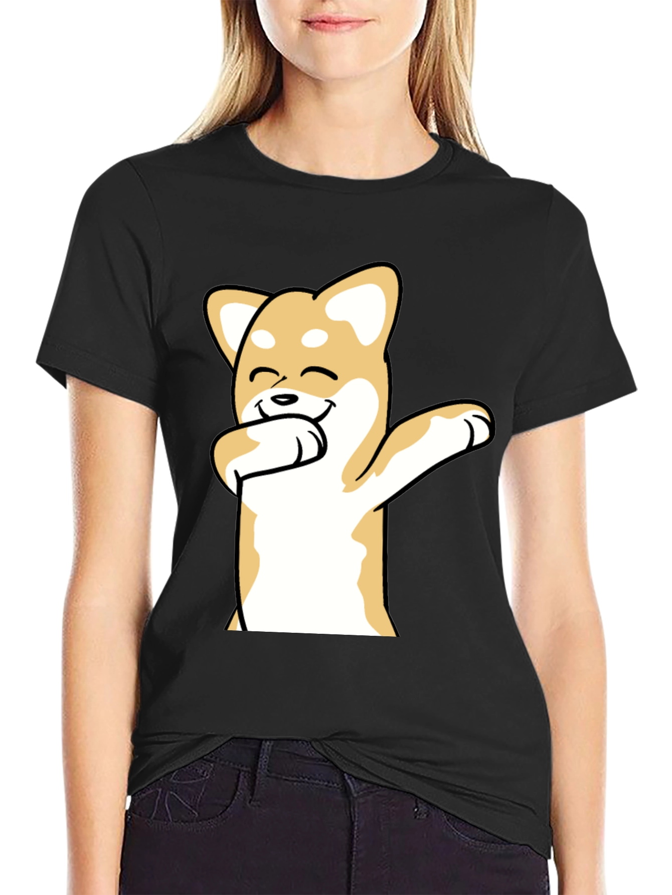 Dabbing Doge Graphic Tee - Black