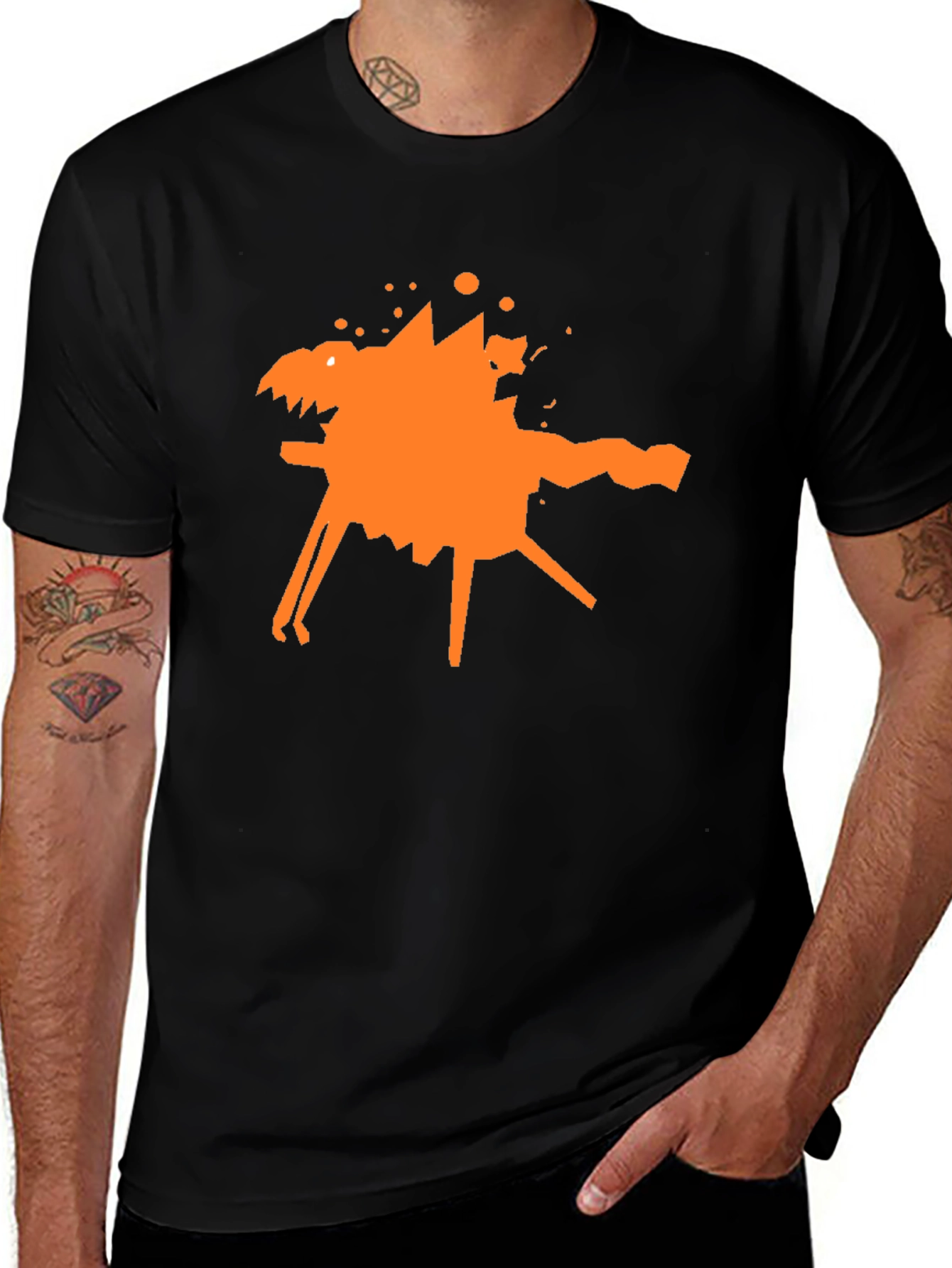 Abstract Graphic Tee - Stylish Black Cotton T-Shirt