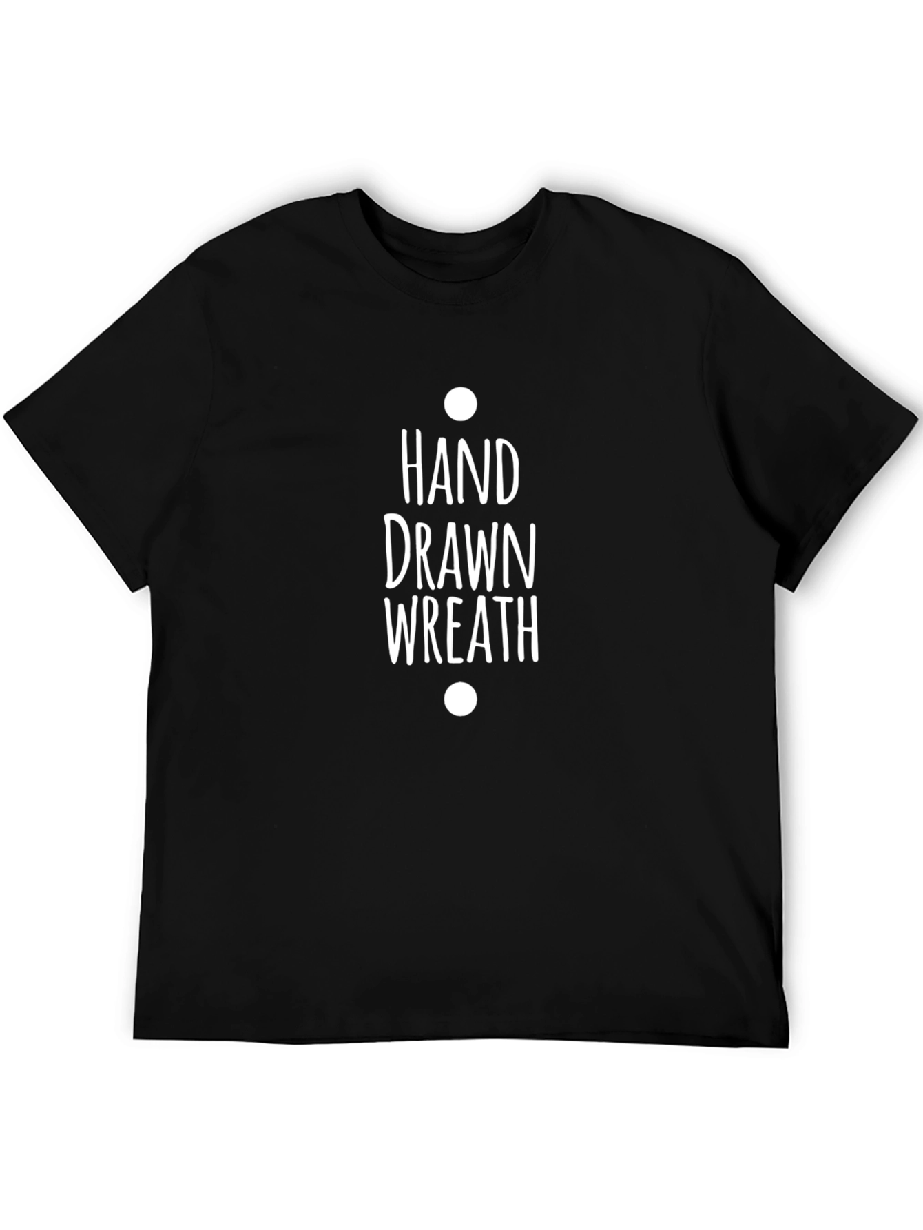 Hand Drawn Wreath Black T-Shirt - Unisex