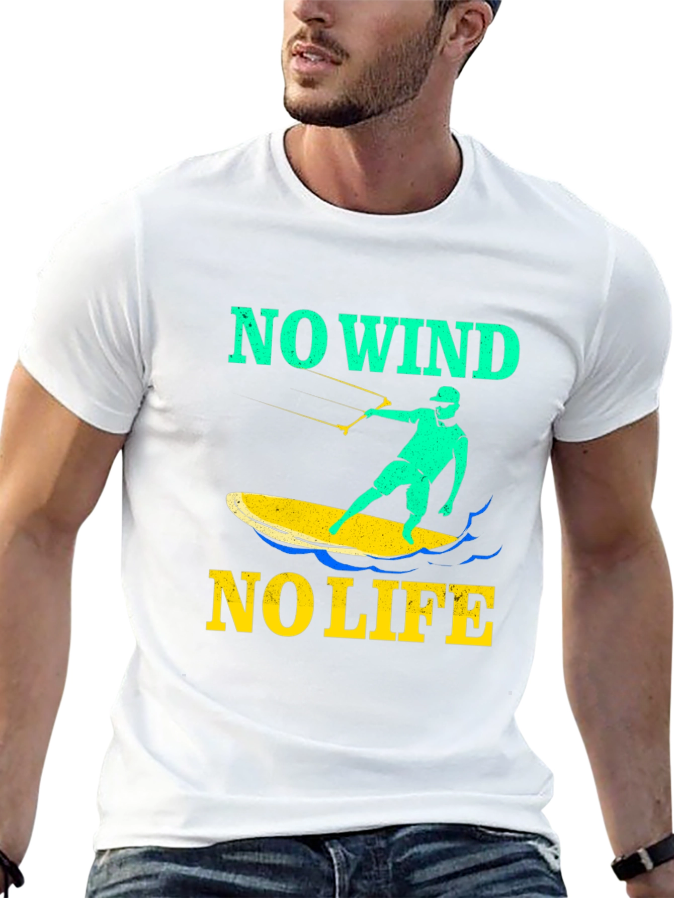 No Wind No Life Graphic Tee - Kitesurfing Design