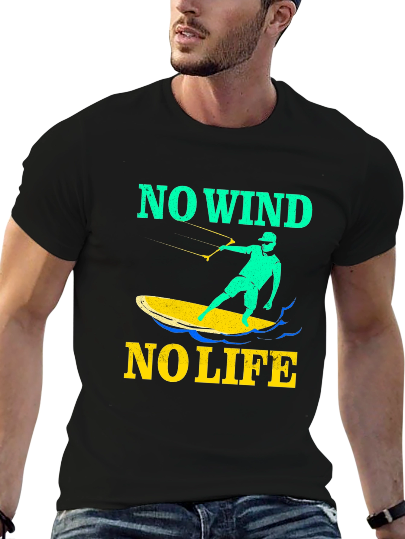 No Wind No Life Graphic Tee - Kitesurfing Design