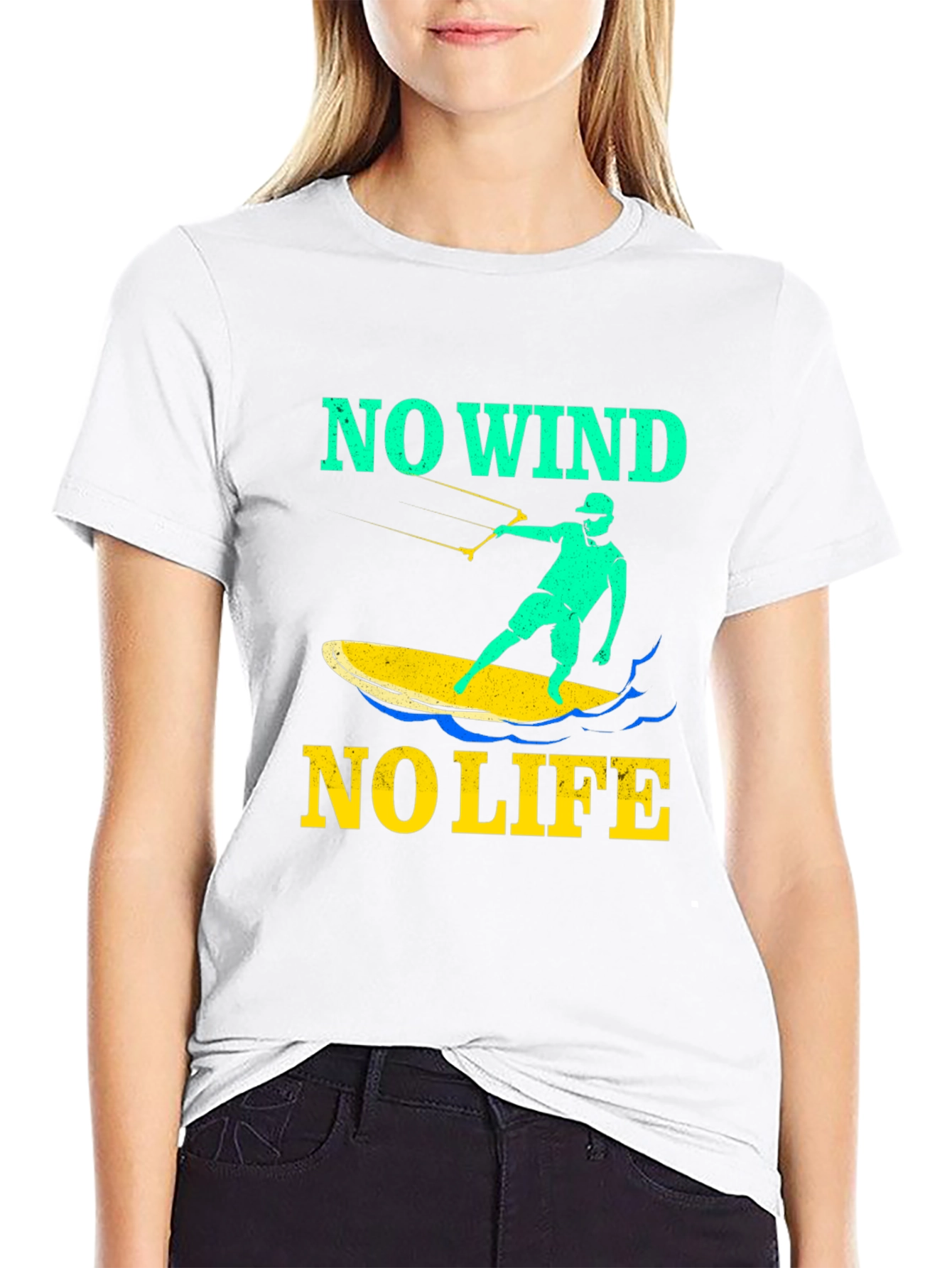 No Wind No Life Graphic Tee - Kitesurfing Design