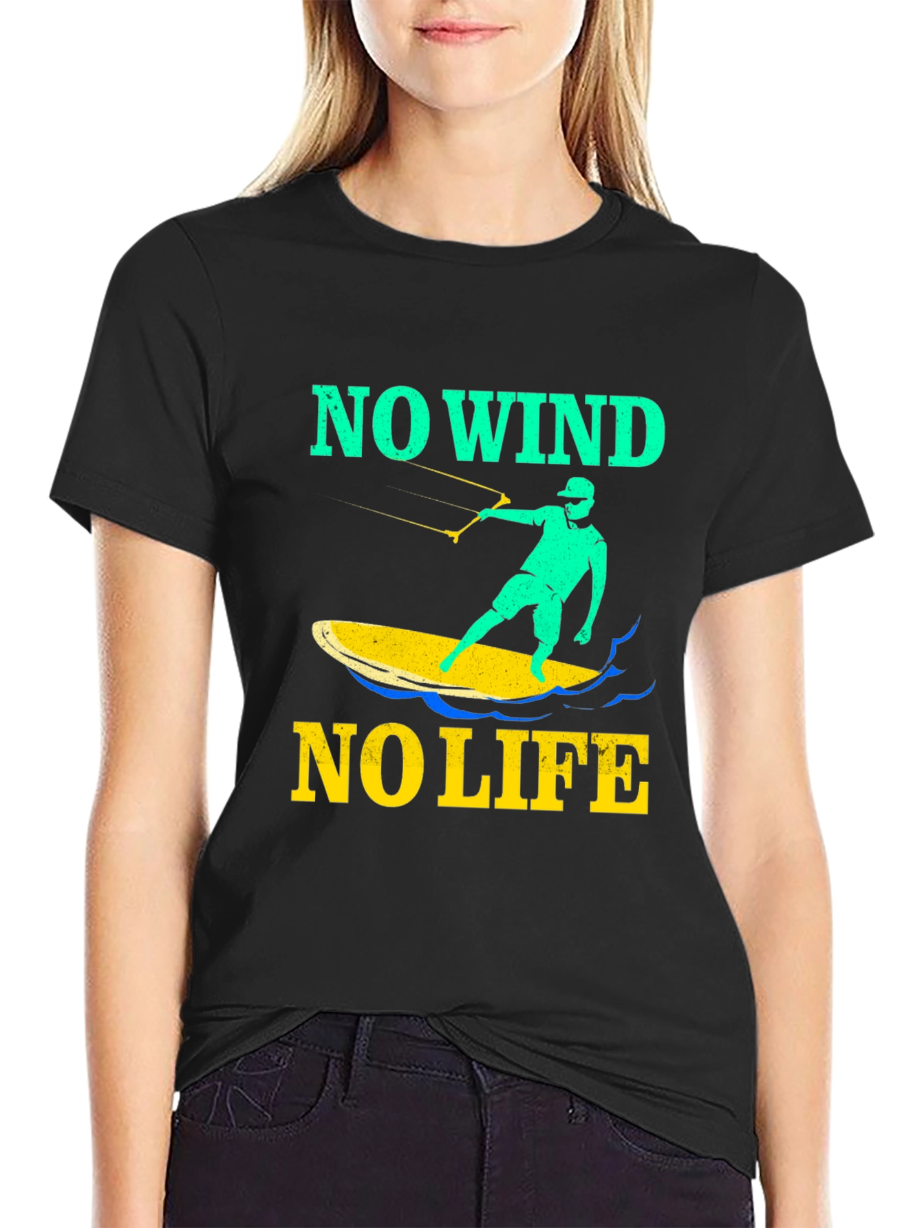 No Wind No Life Graphic Tee - Kitesurfing Design