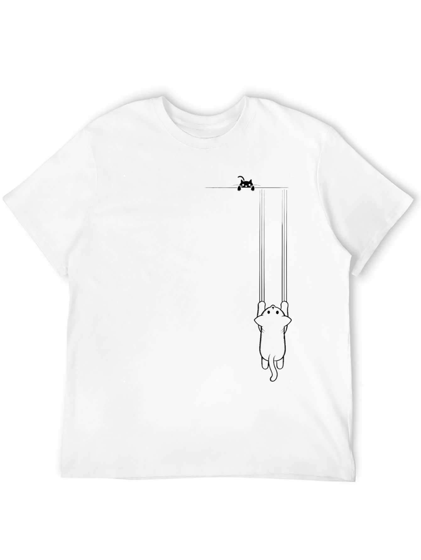Hanging Cat Graphic Tee - Black