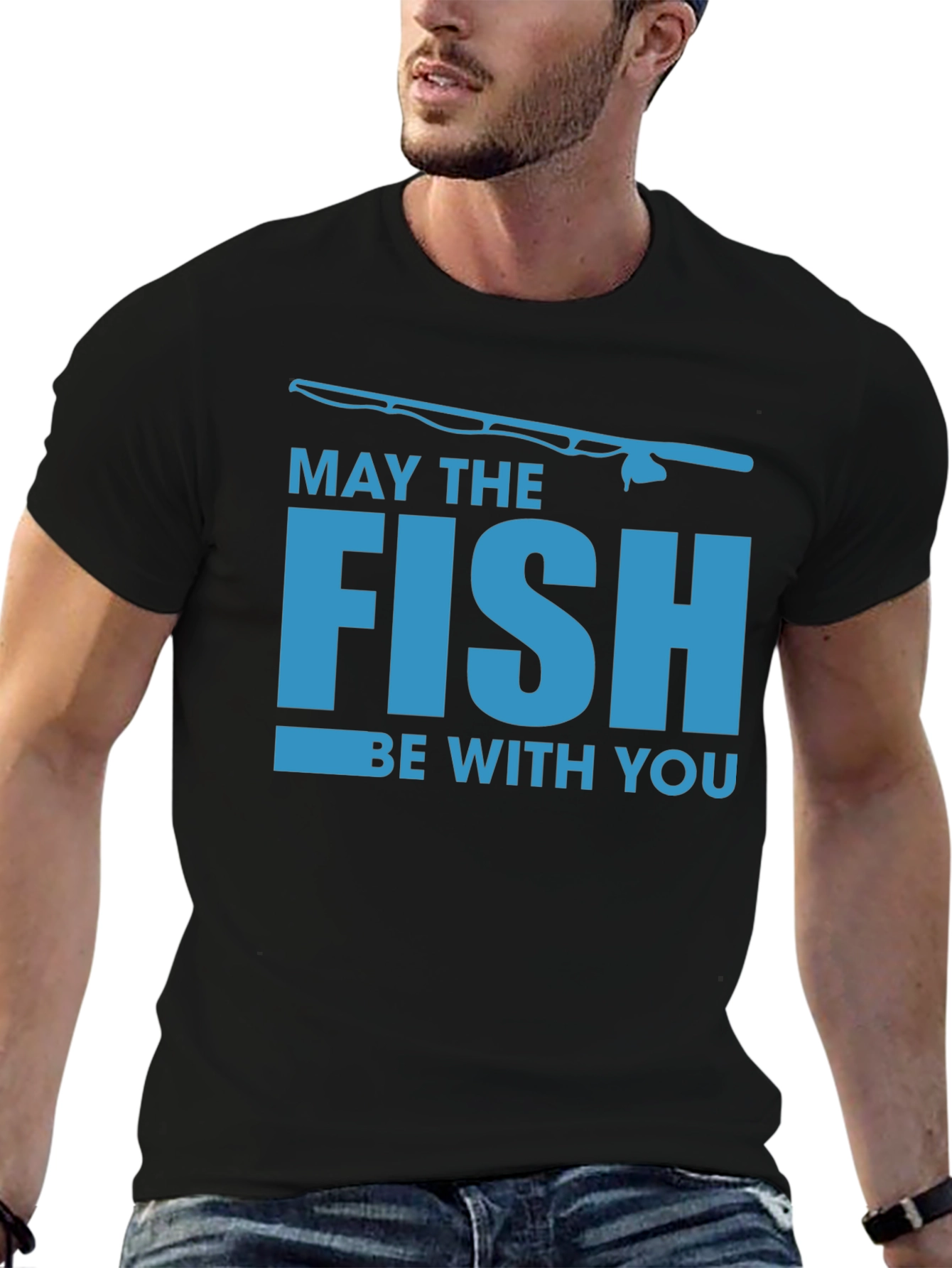 May The Fish Be With You Black T-Shirt