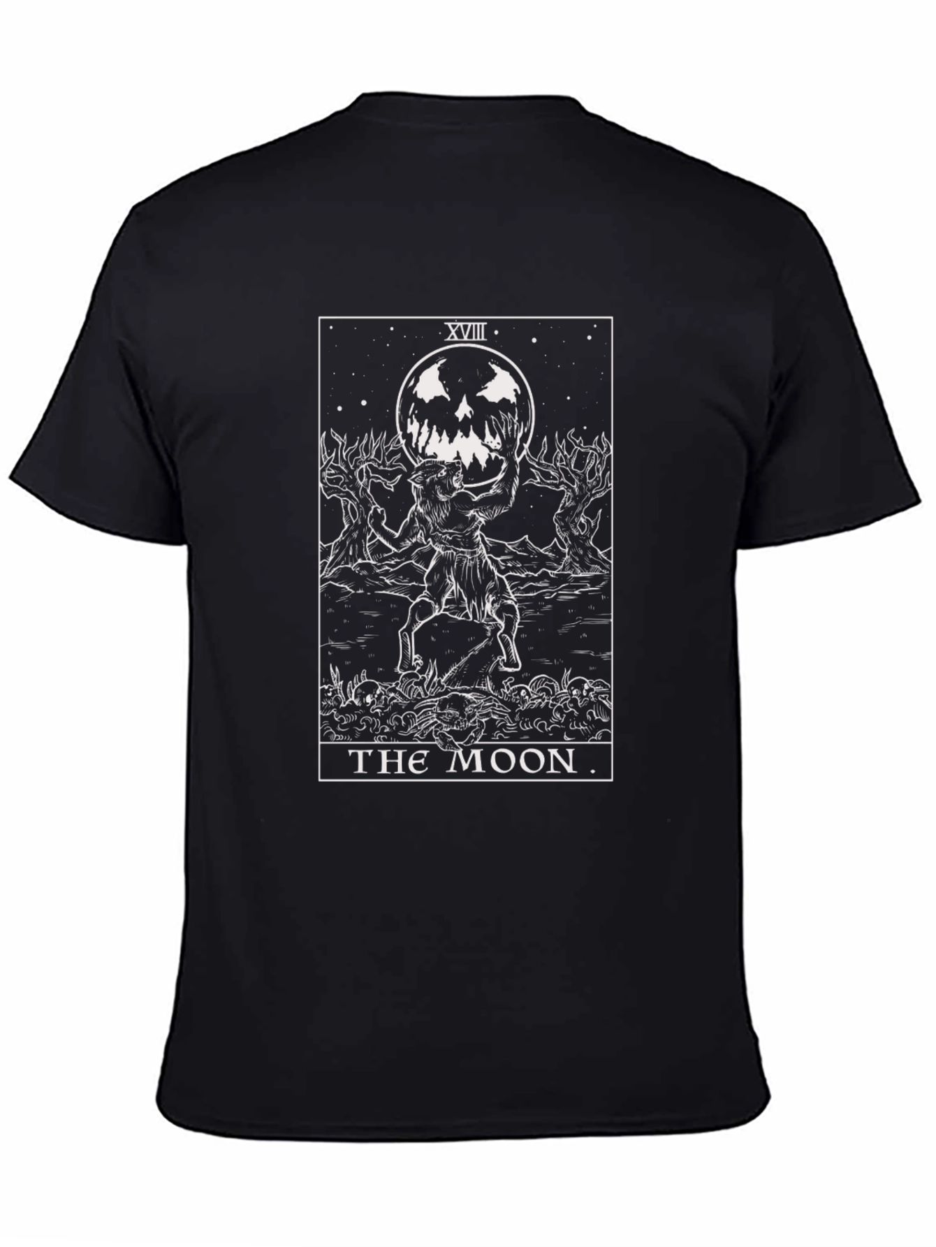 The Moon Tarot Card Graphic Black T-Shirt