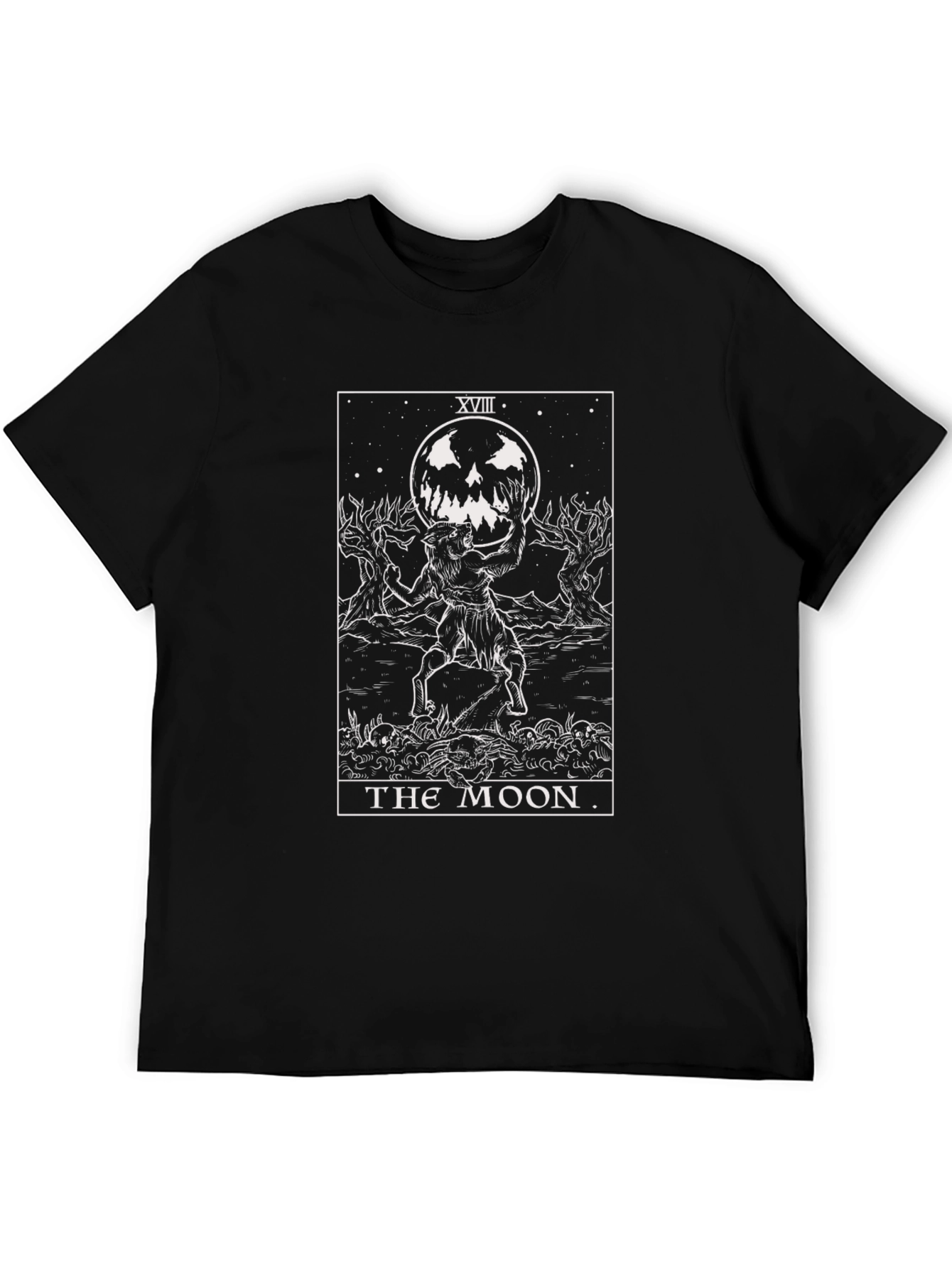 The Moon Tarot Card Graphic Black T-Shirt