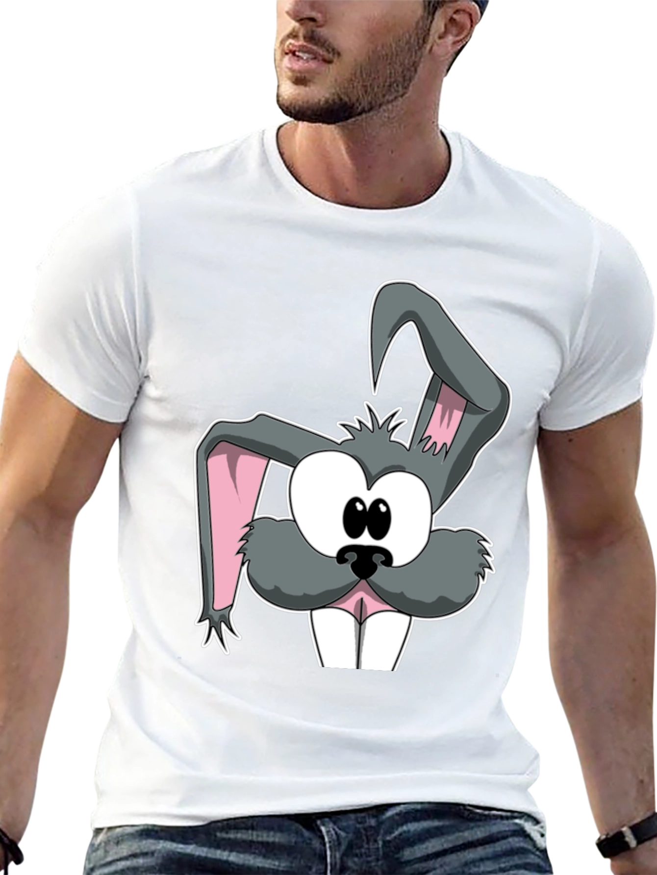 Cartoon Rabbit Graphic Tee - Soft Cotton Casual Top