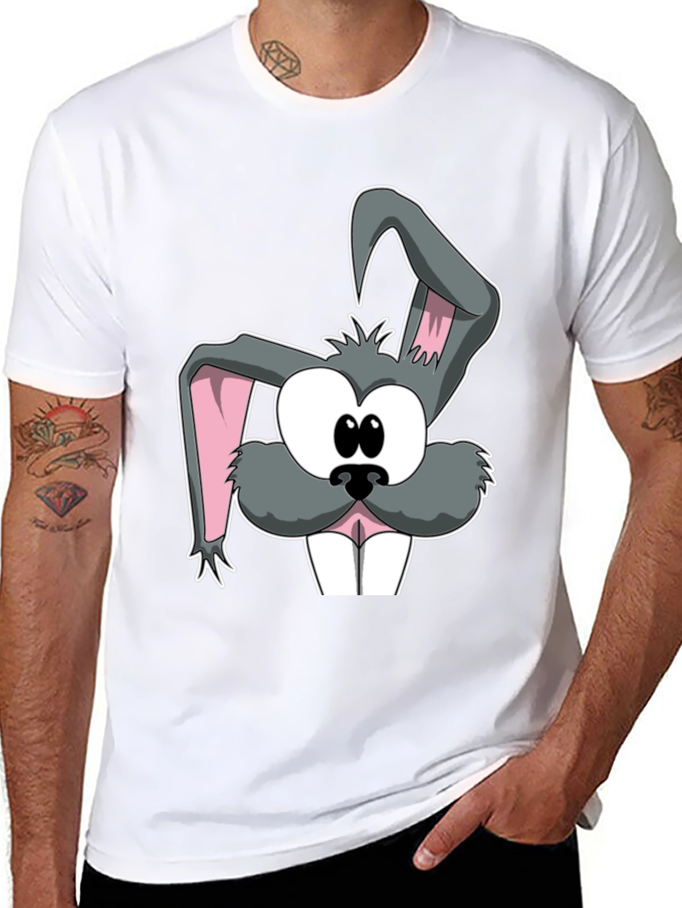 Cartoon Rabbit Graphic Tee - Soft Cotton Casual Top