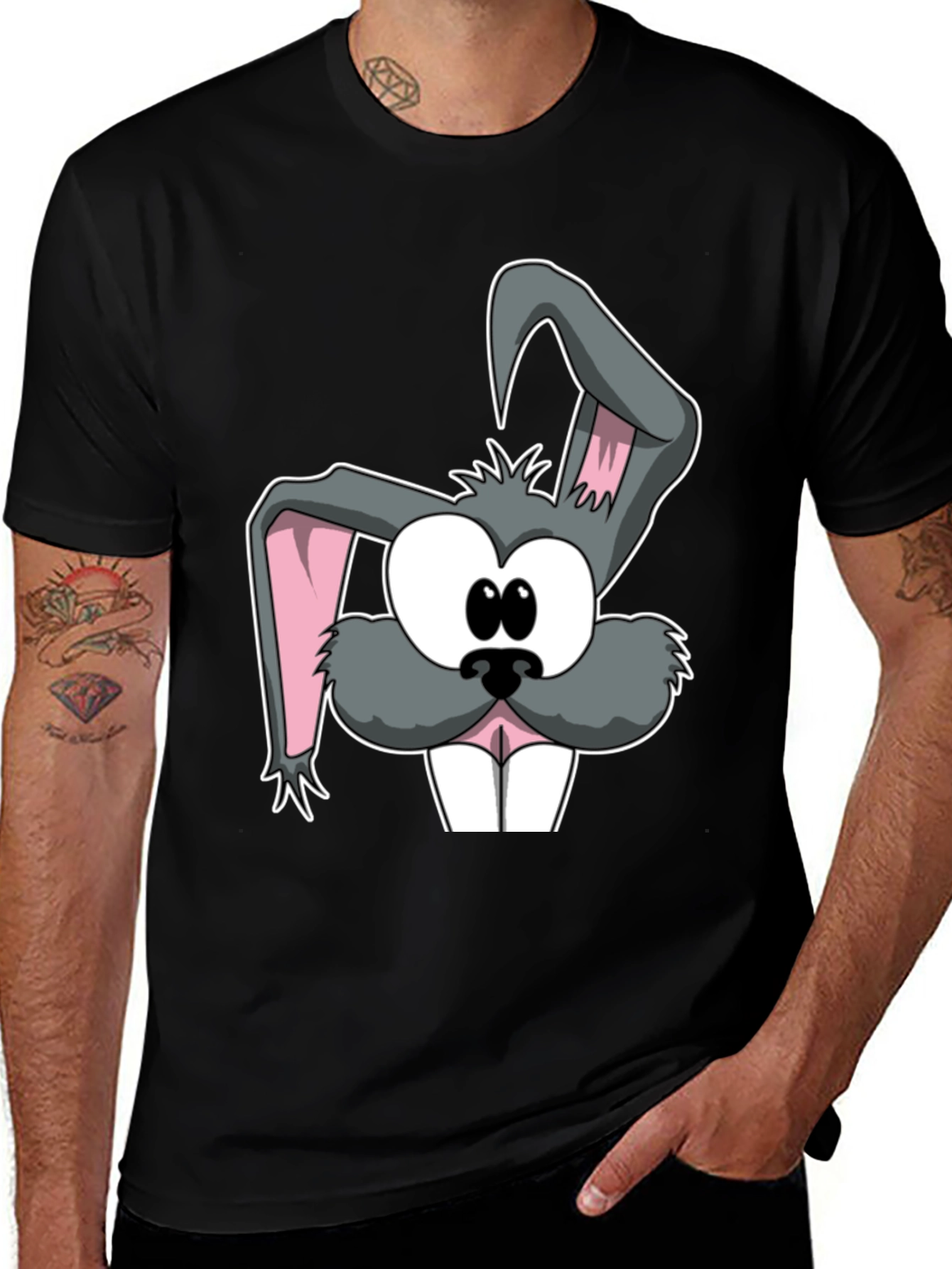 Cartoon Rabbit Graphic Tee - Soft Cotton Casual Top