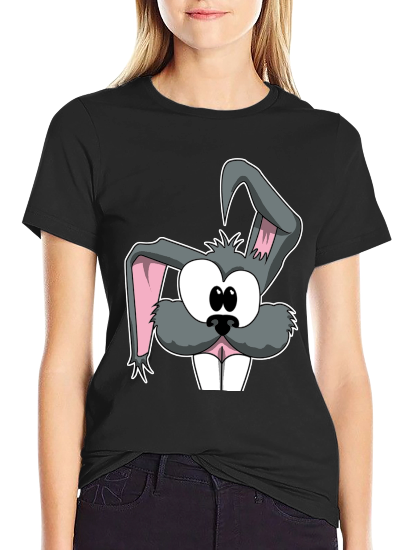Cartoon Rabbit Graphic Tee - Soft Cotton Casual Top