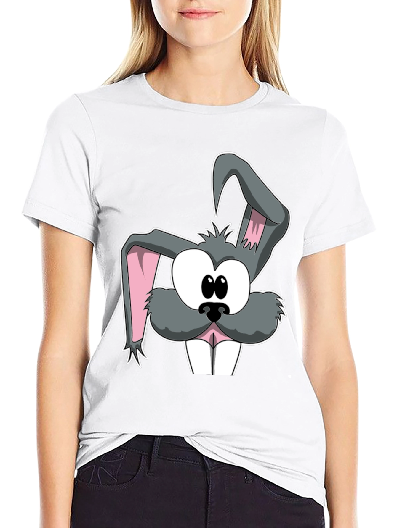 Cartoon Rabbit Graphic Tee - Soft Cotton Casual Top