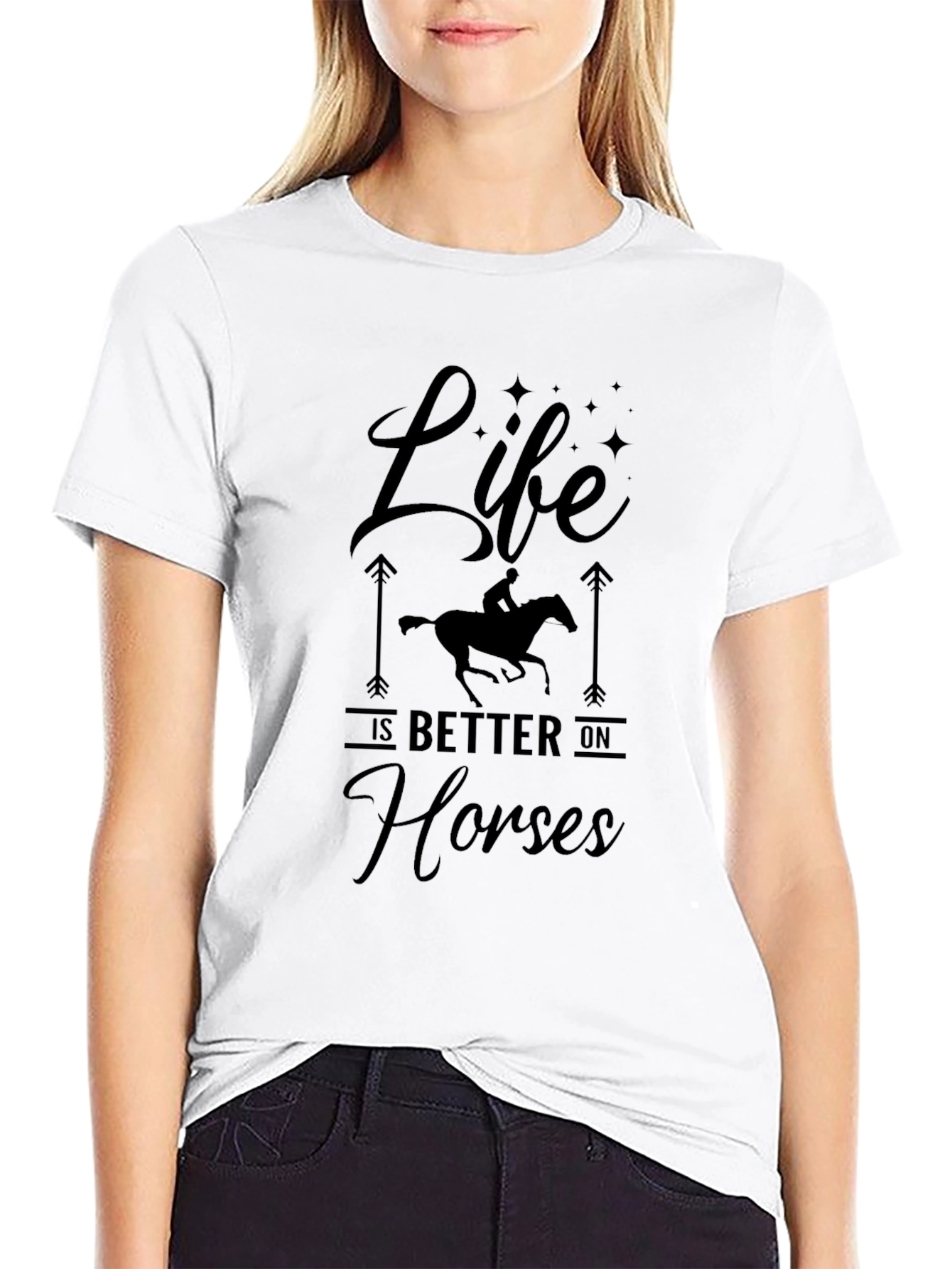 Life Is Better On Horses Black T-Shirt