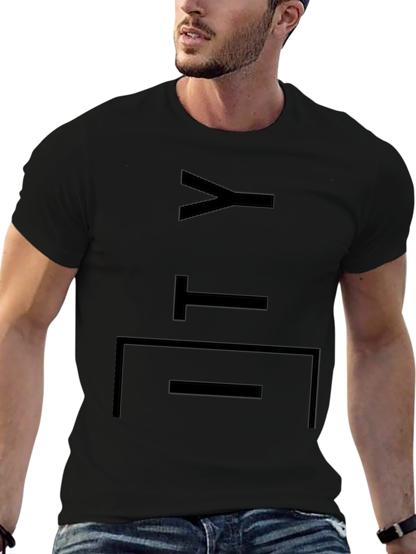 Modern Graphic Print T-Shirt - Black