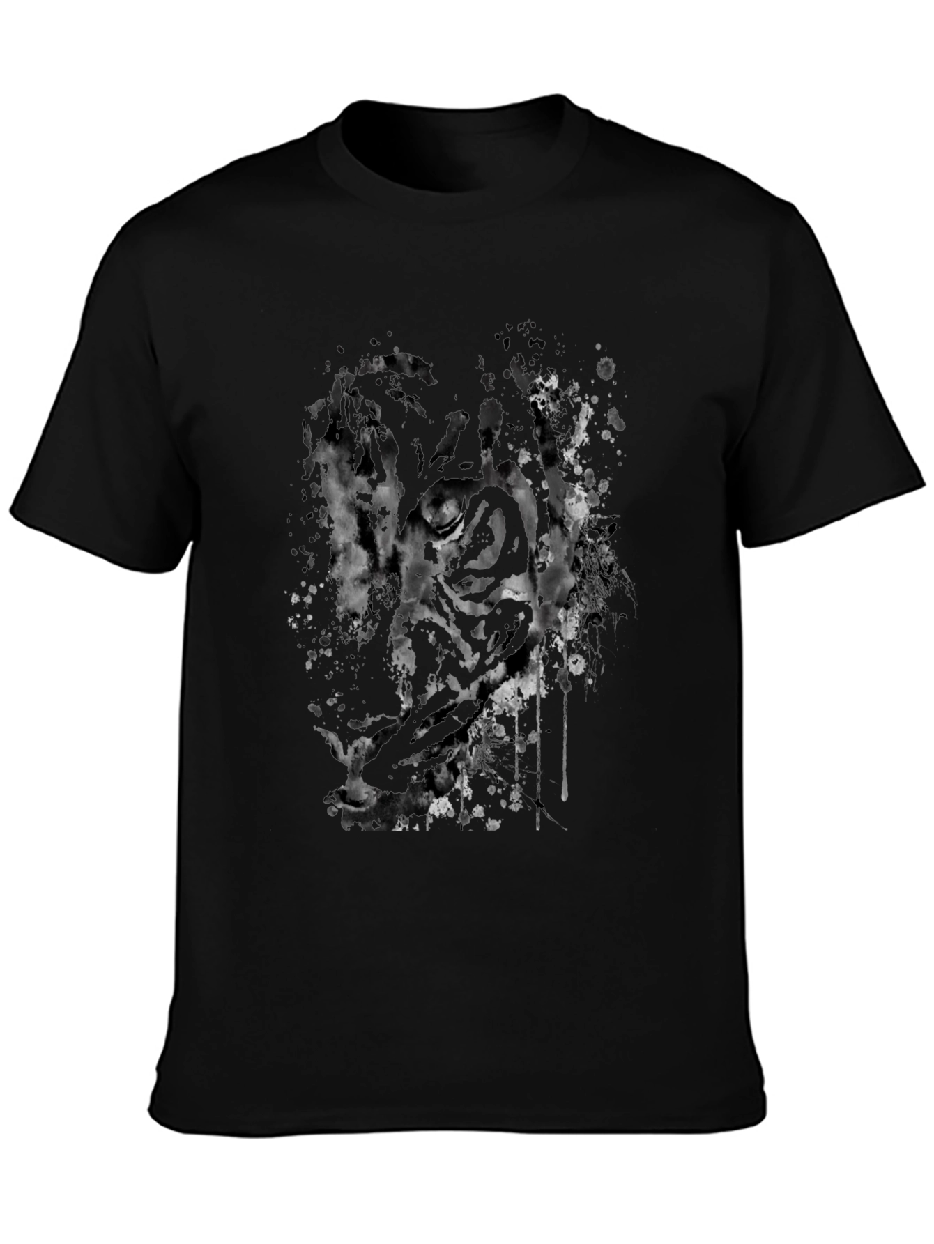 Abstract Tiger Graphic Black T-Shirt