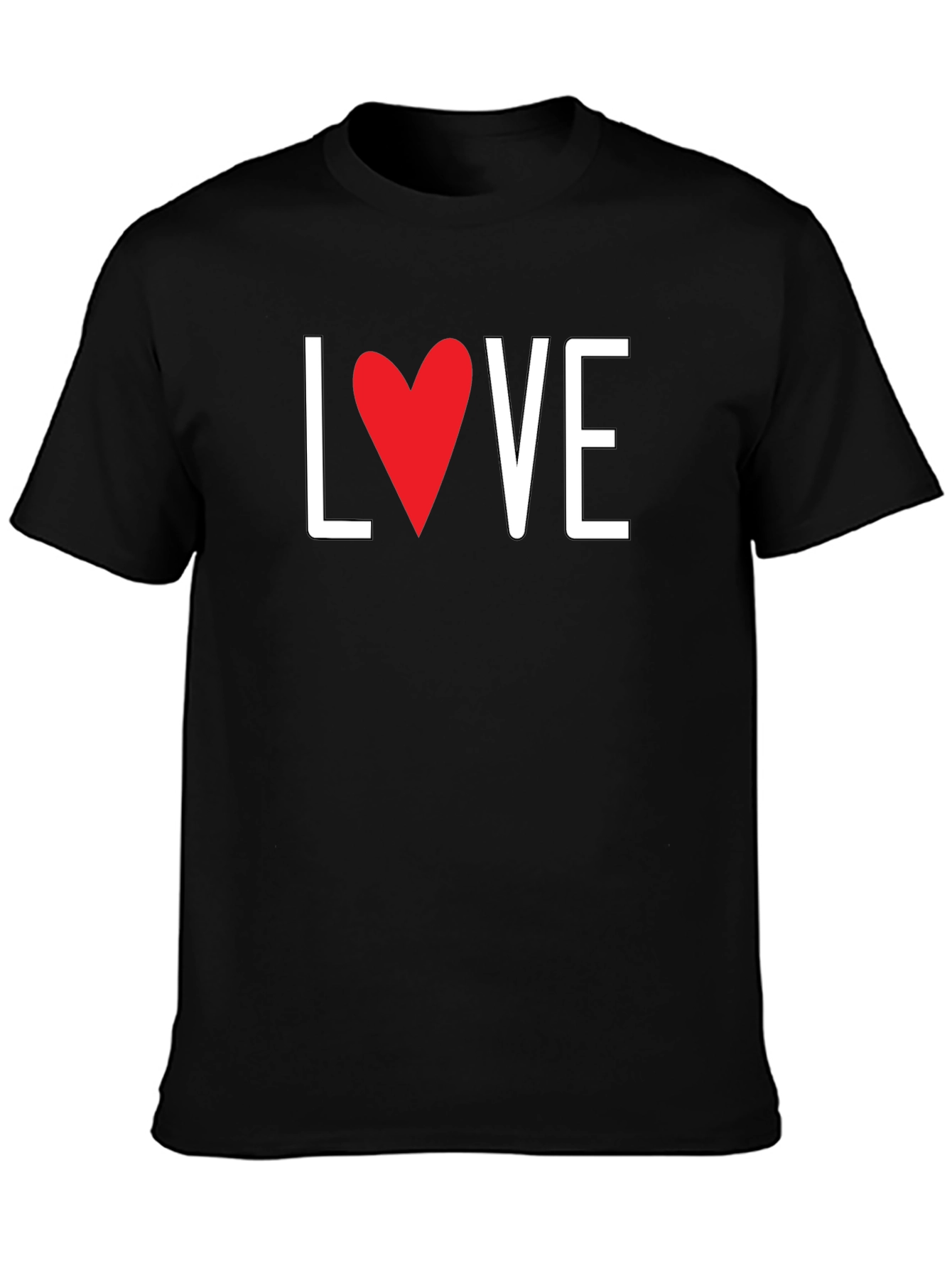 Love Heart Graphic Black T-Shirt - Valentines Day Gift