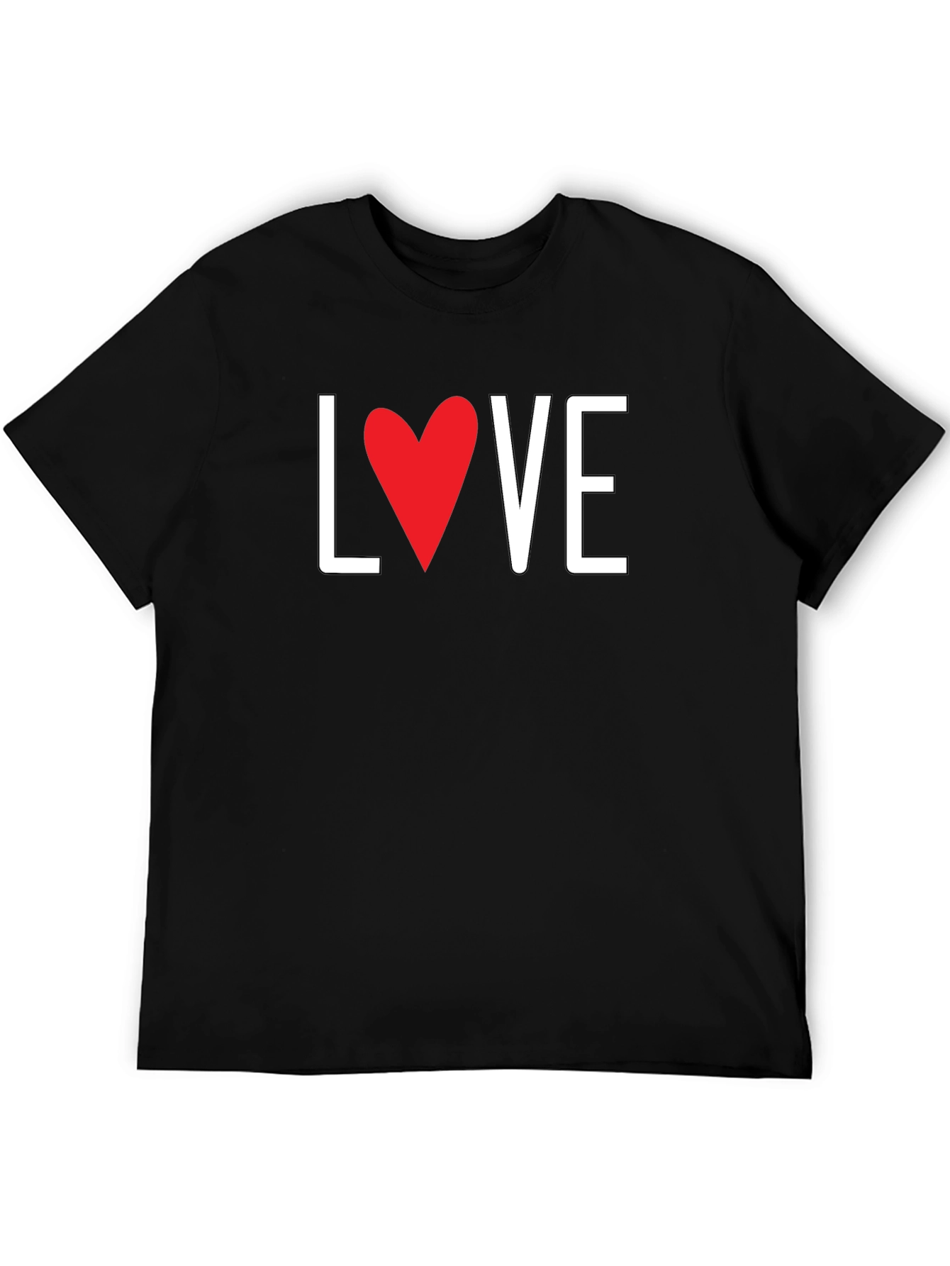 Love Heart Graphic Black T-Shirt - Valentines Day Gift