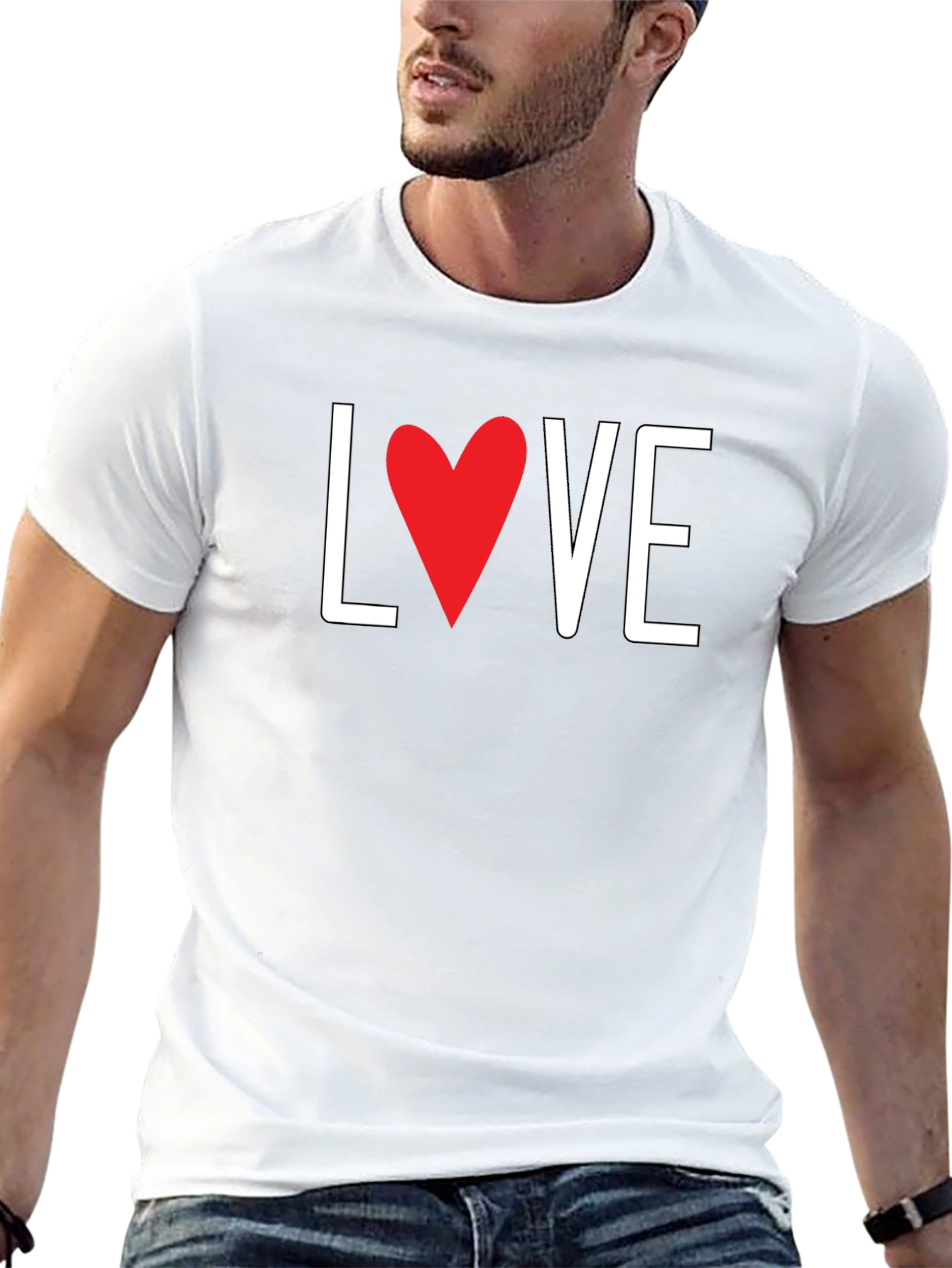 Love Heart Graphic Black T-Shirt - Valentines Day Gift