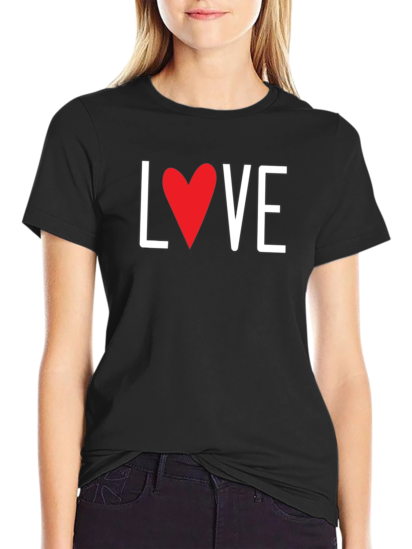Love Heart Graphic Black T-Shirt - Valentines Day Gift
