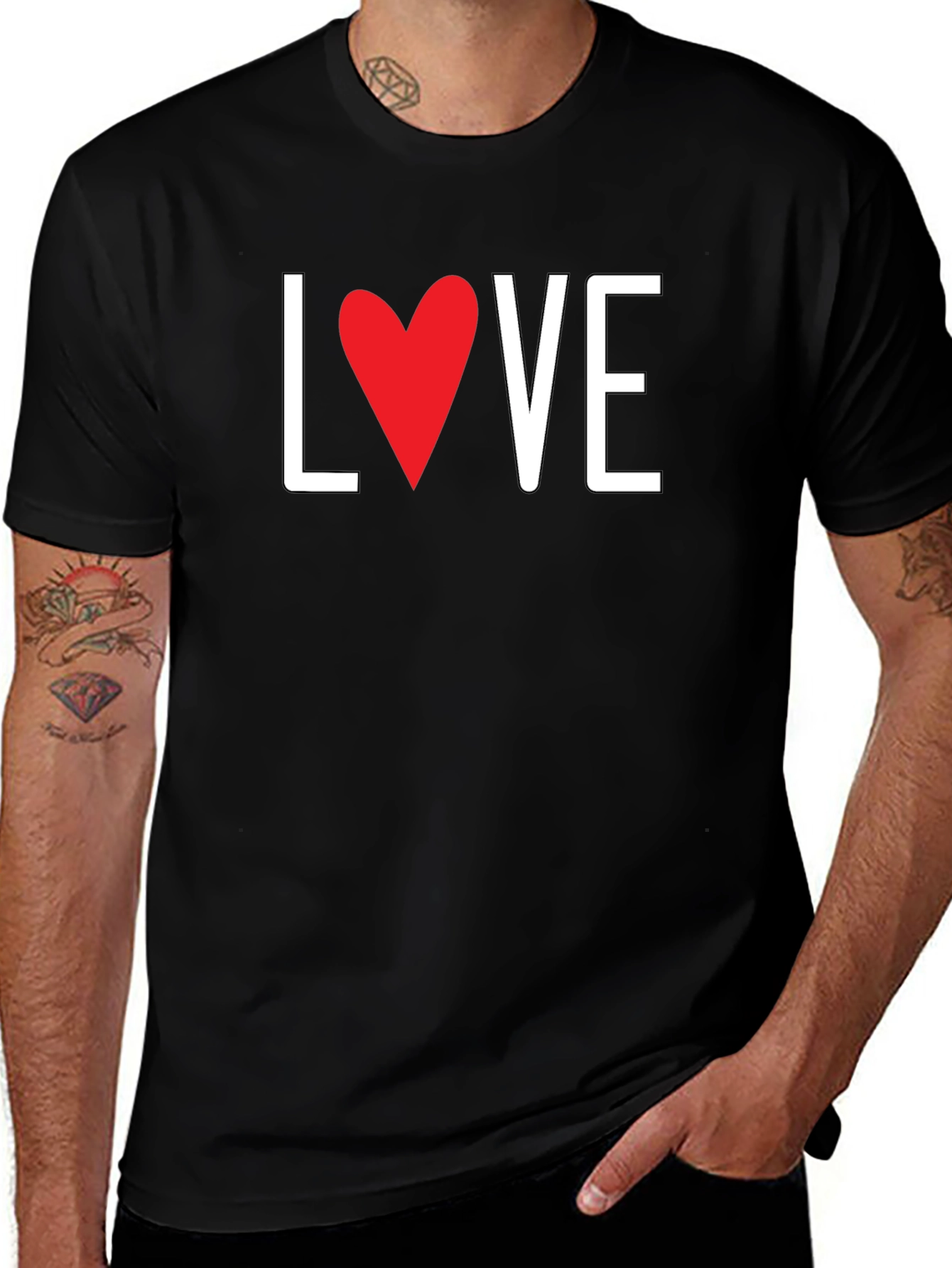 Love Heart Graphic Black T-Shirt - Valentines Day Gift