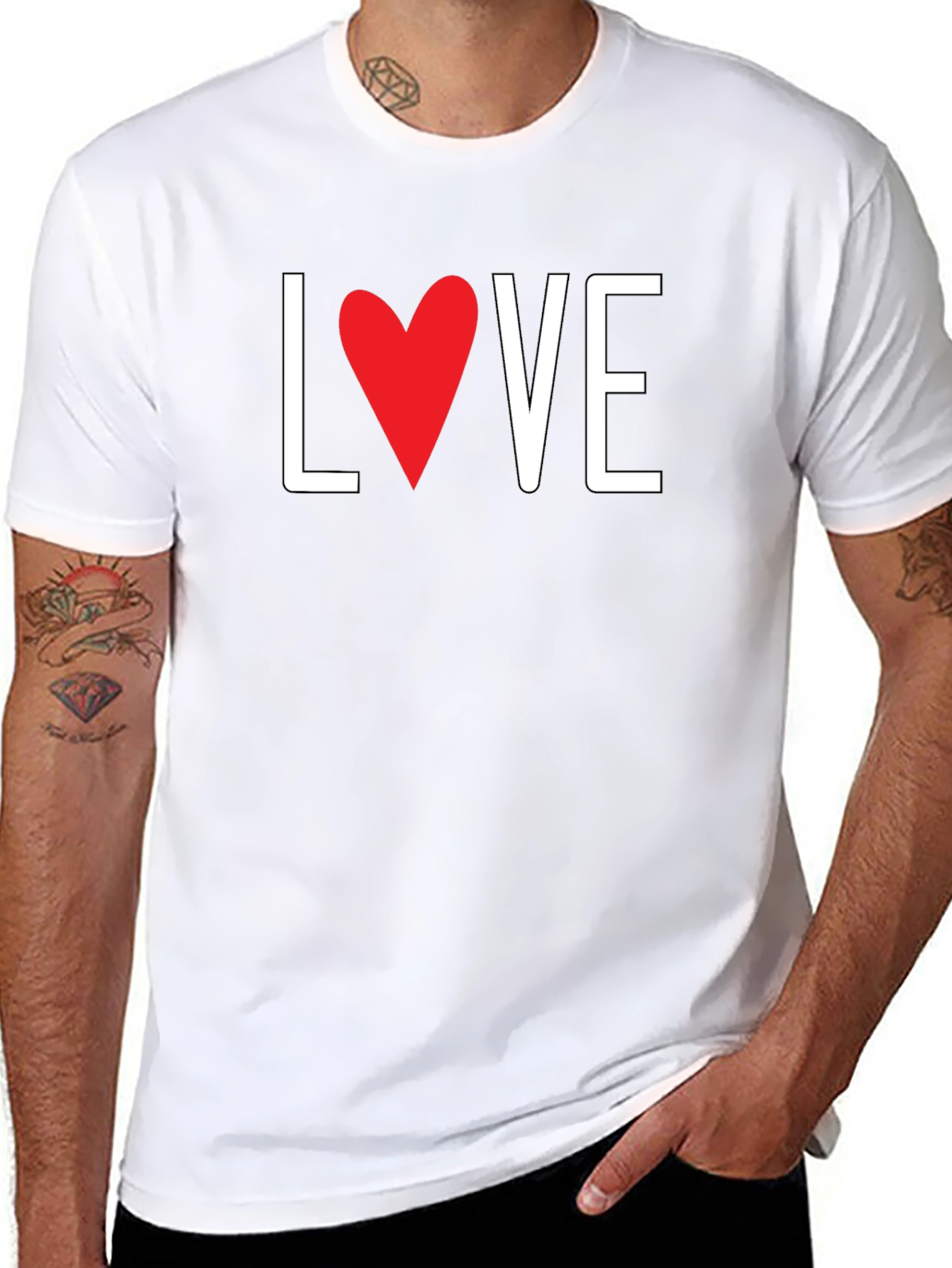 Love Heart Graphic Black T-Shirt - Valentines Day Gift