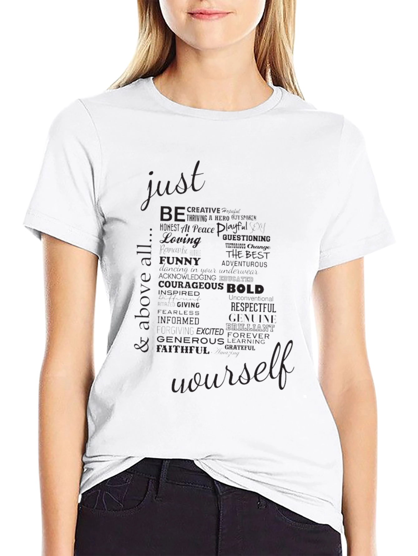 Just Be Yourself Black Graphic T-Shirt