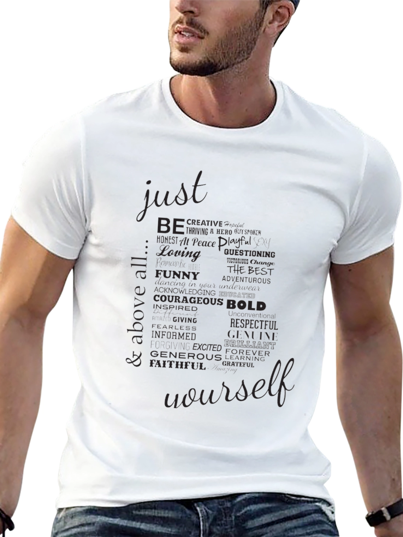 Just Be Yourself Black Graphic T-Shirt